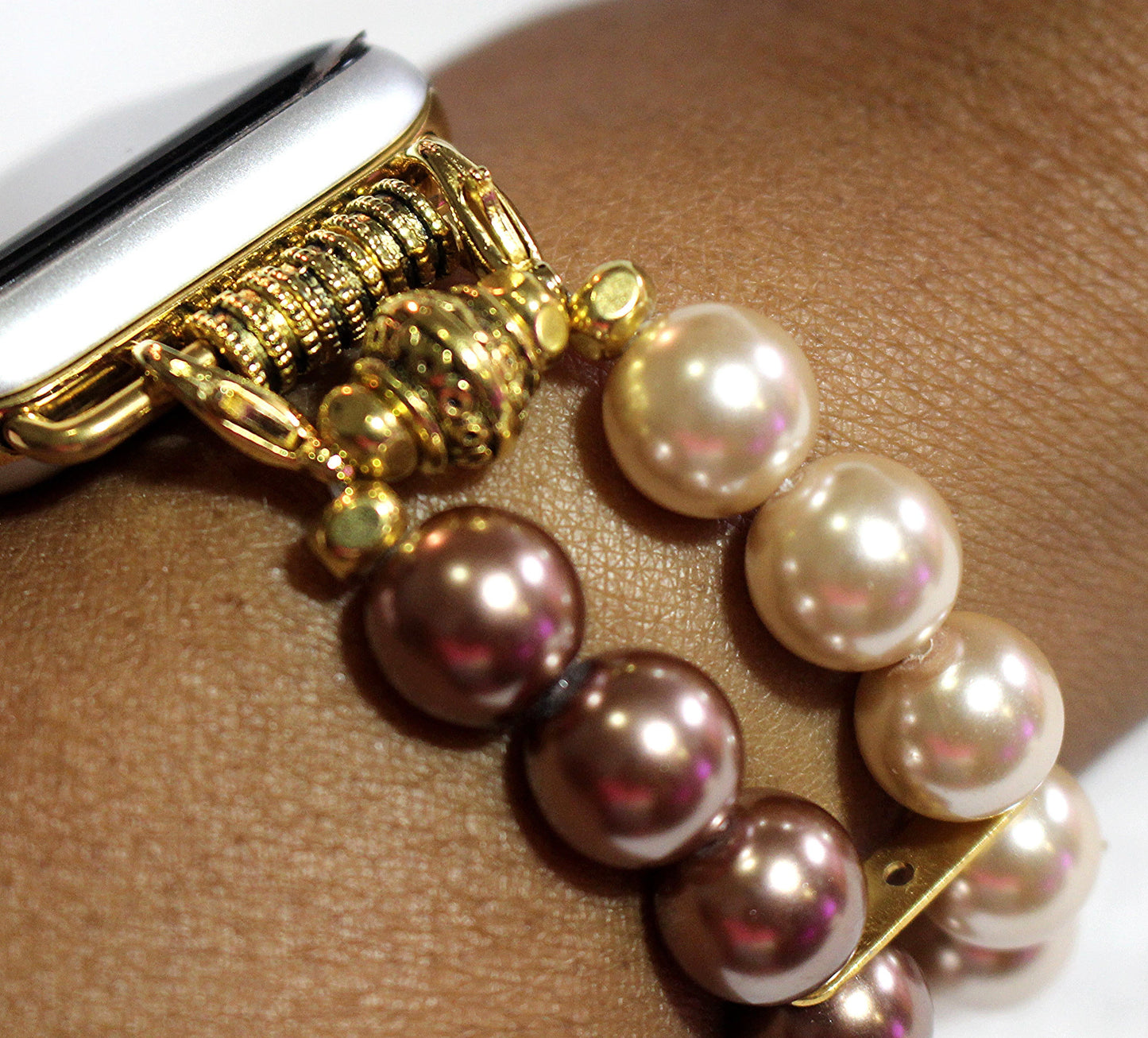 Watch Band for Apple Watch, Brown and Beige Pearl