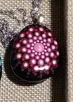 Handpainted Pink / Red Mandala Necklace