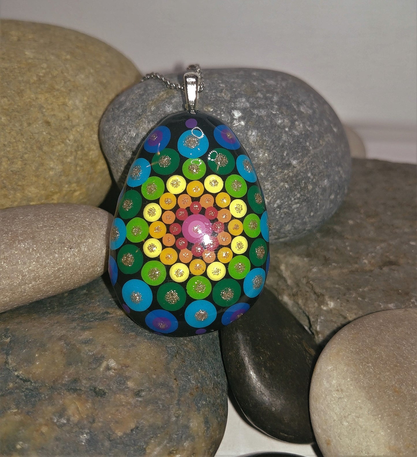 Handpainted Mandala Necklace