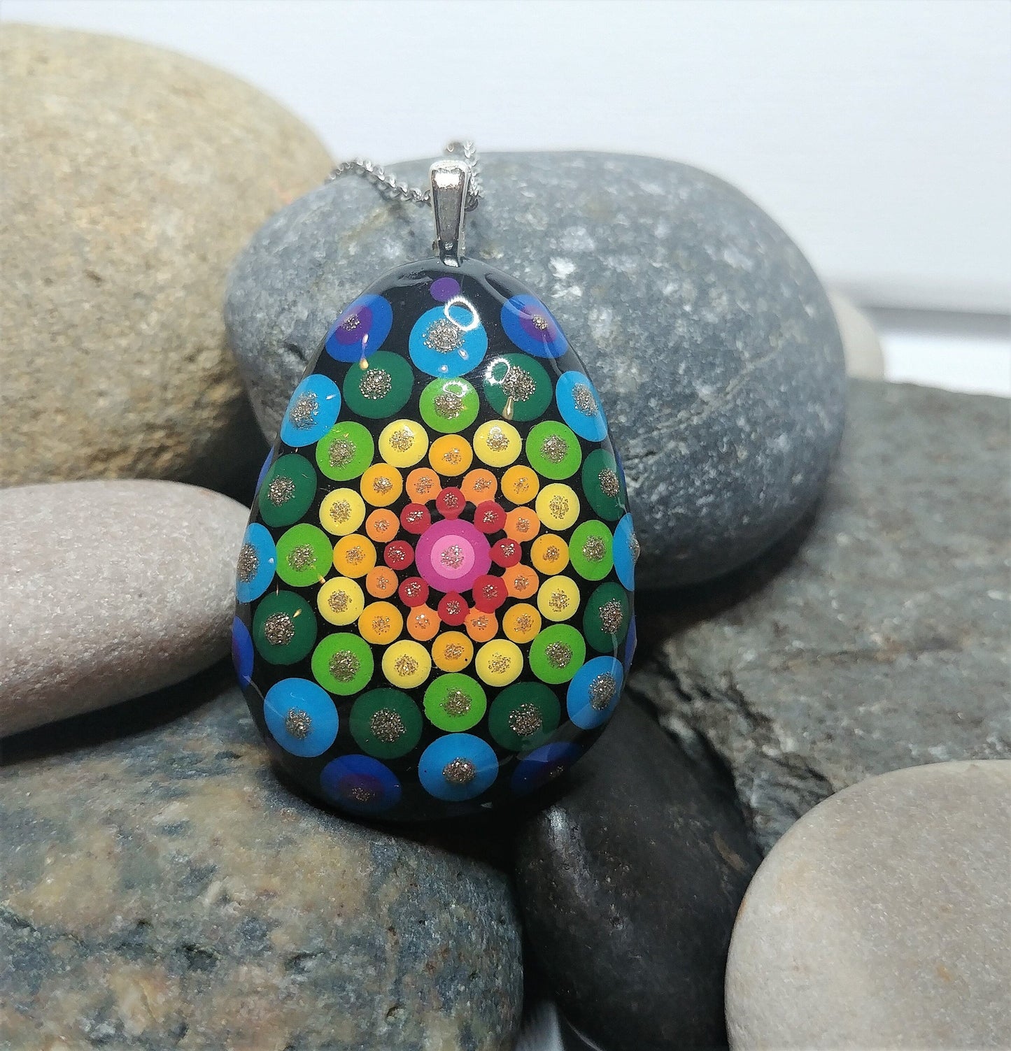 Handpainted Mandala Necklace