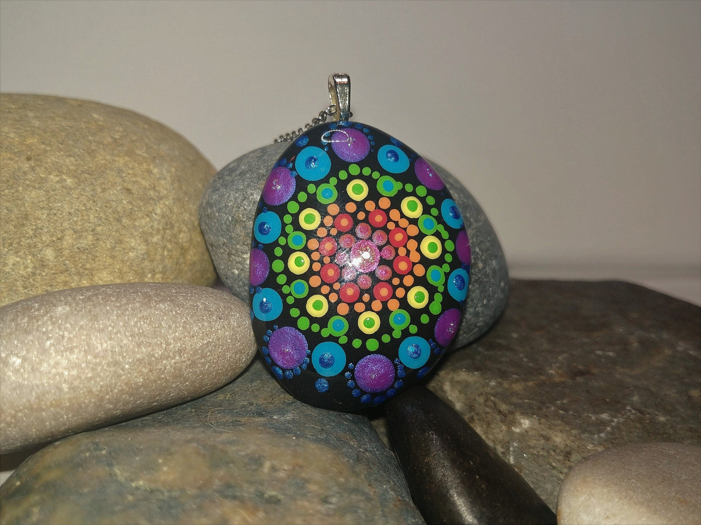 Handpainted Mandala Necklace