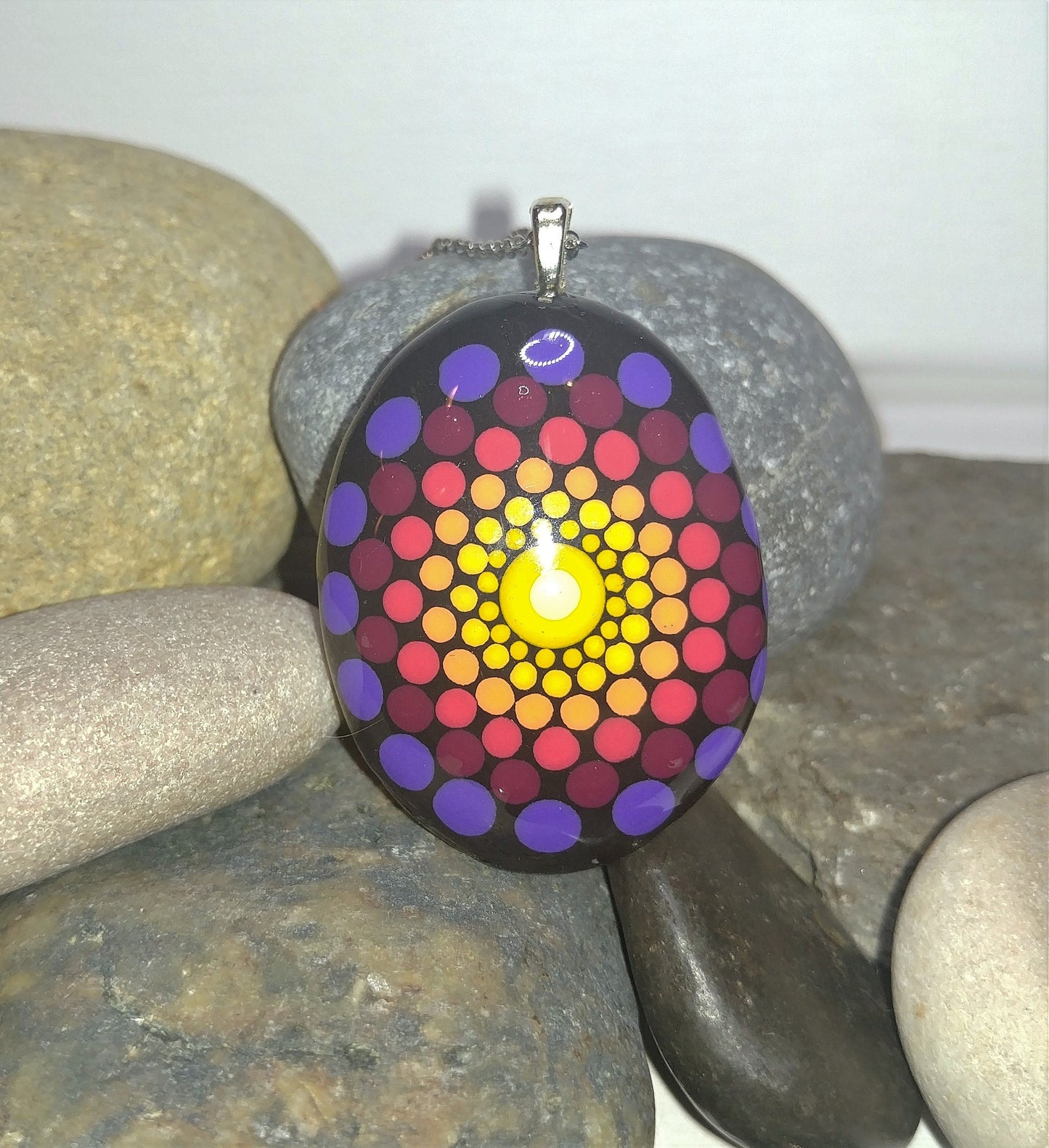 Handpainted Mandala Necklace