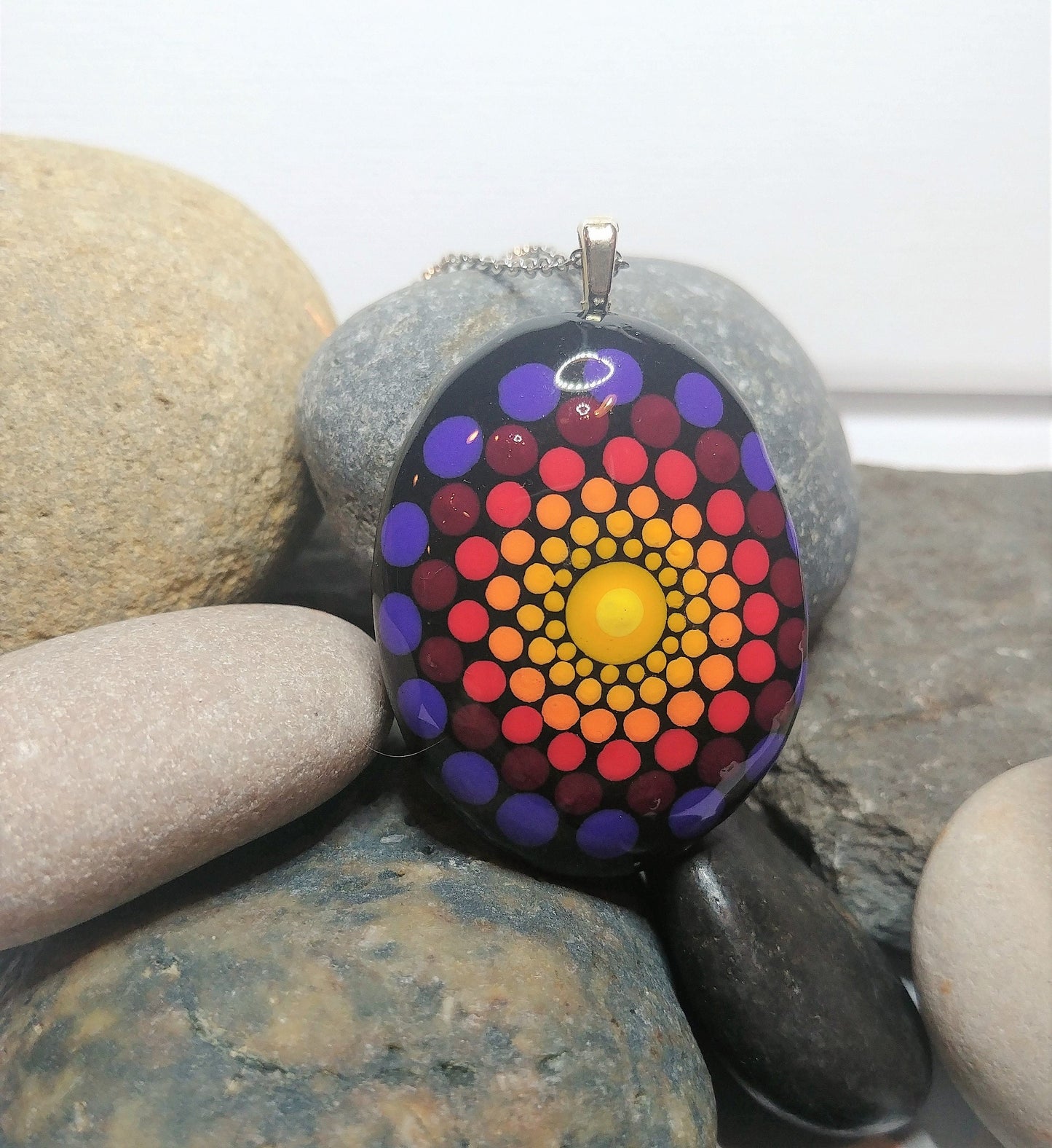 Handpainted Mandala Necklace
