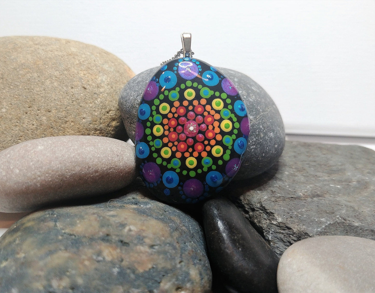 Handpainted Mandala Necklace