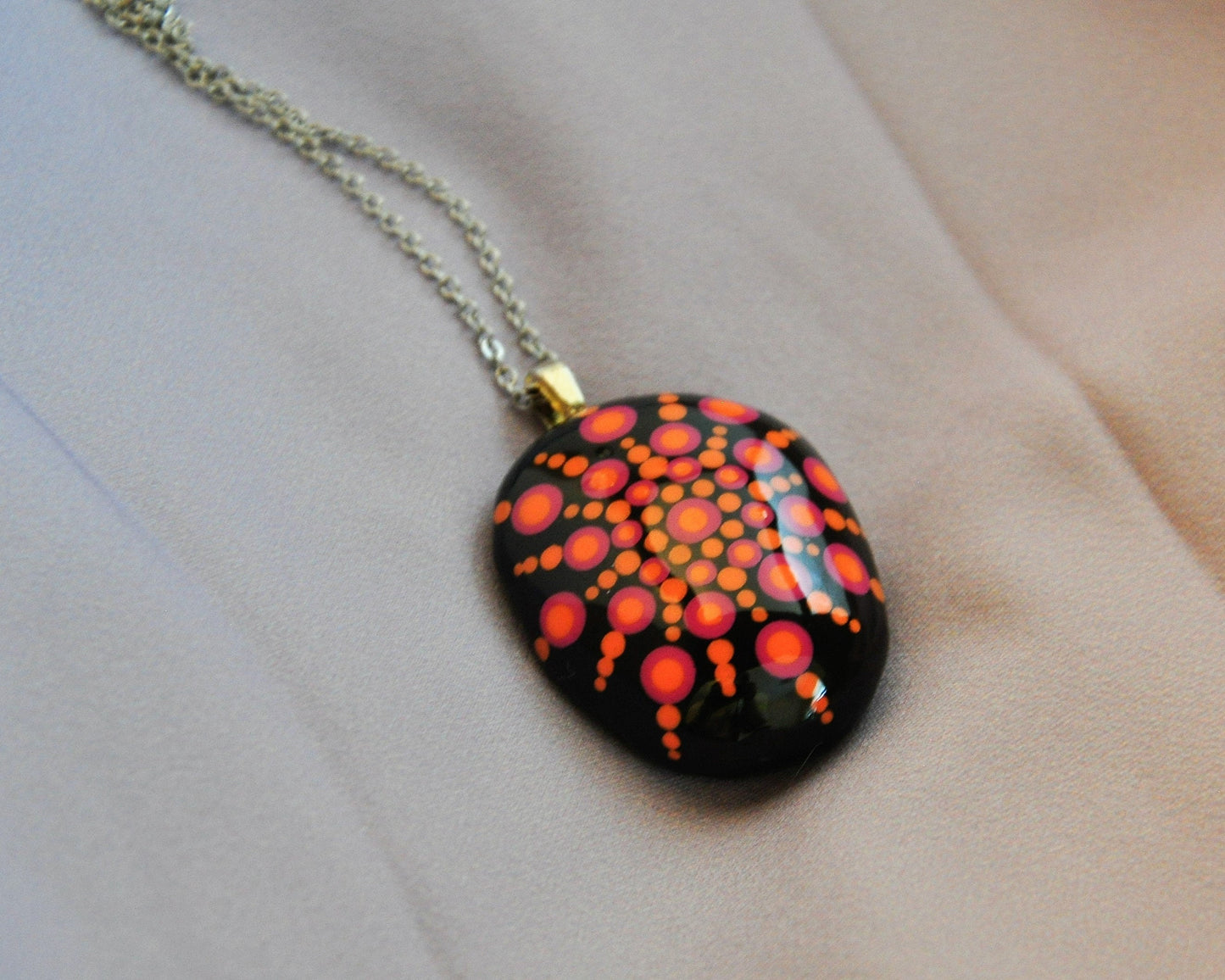Handpainted Mandala Necklace
