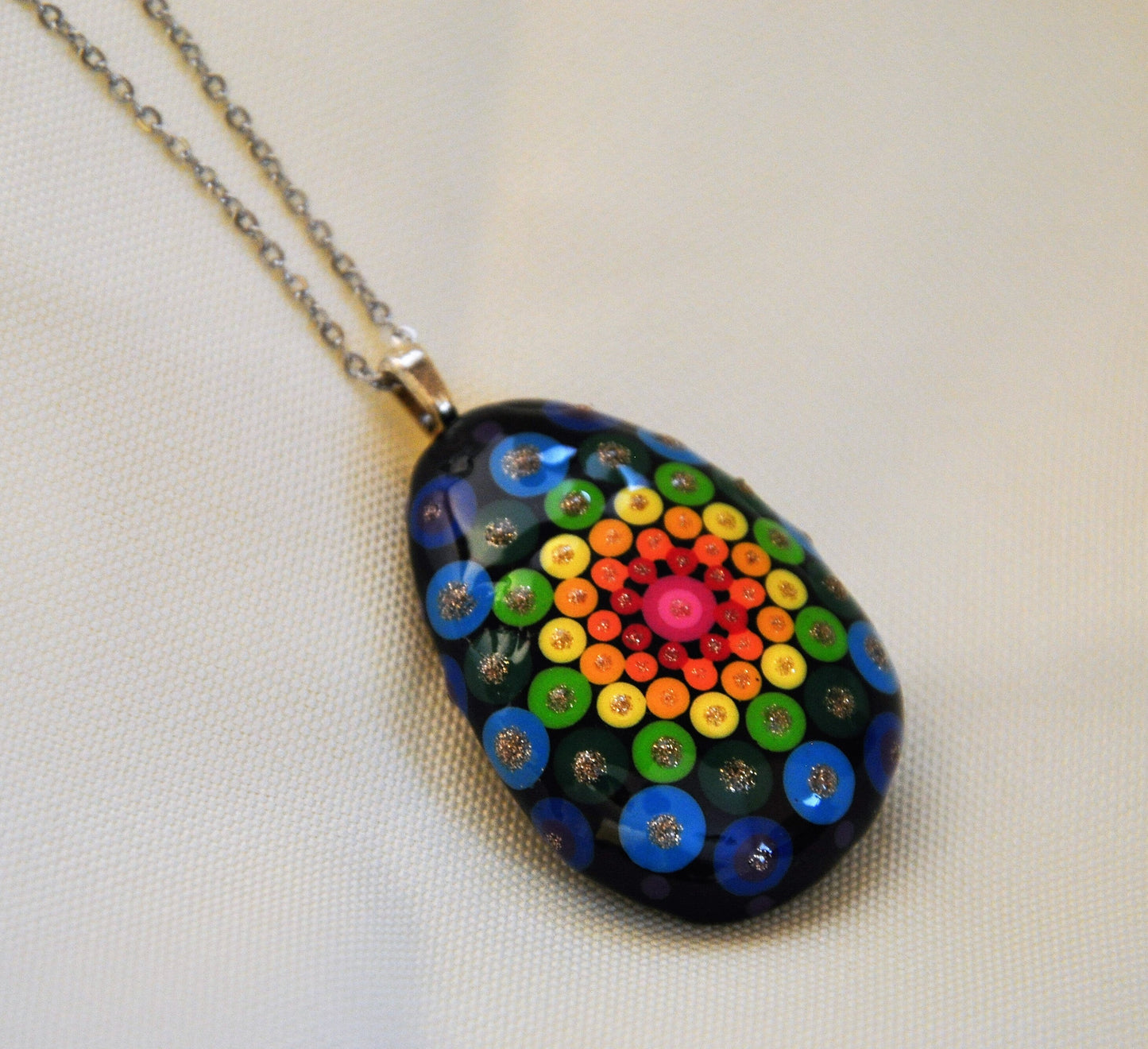 Handpainted Mandala Necklace