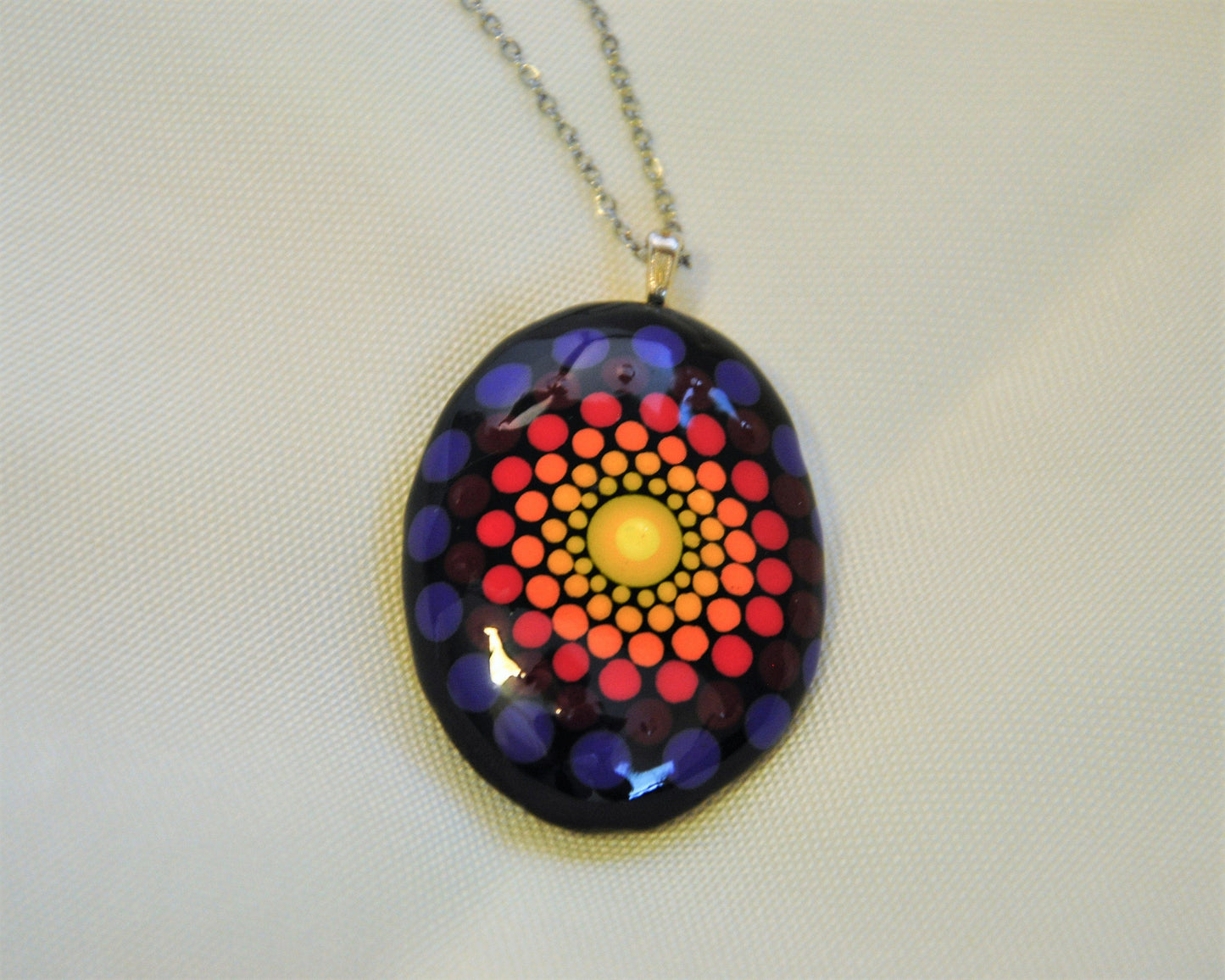 Handpainted Mandala Necklace