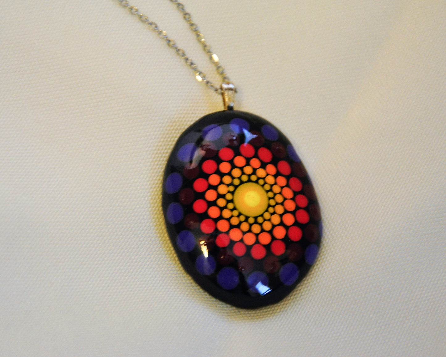 Handpainted Mandala Necklace