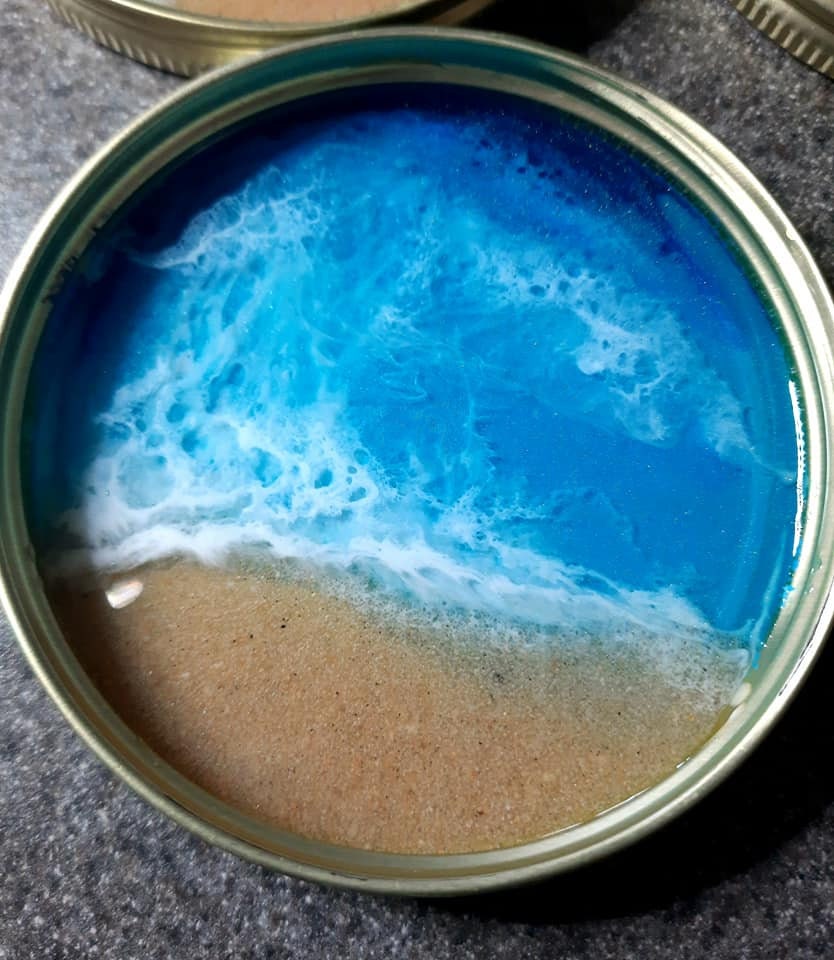 Resin Seascape Mason Jar Lid Coasters (Set of 4)