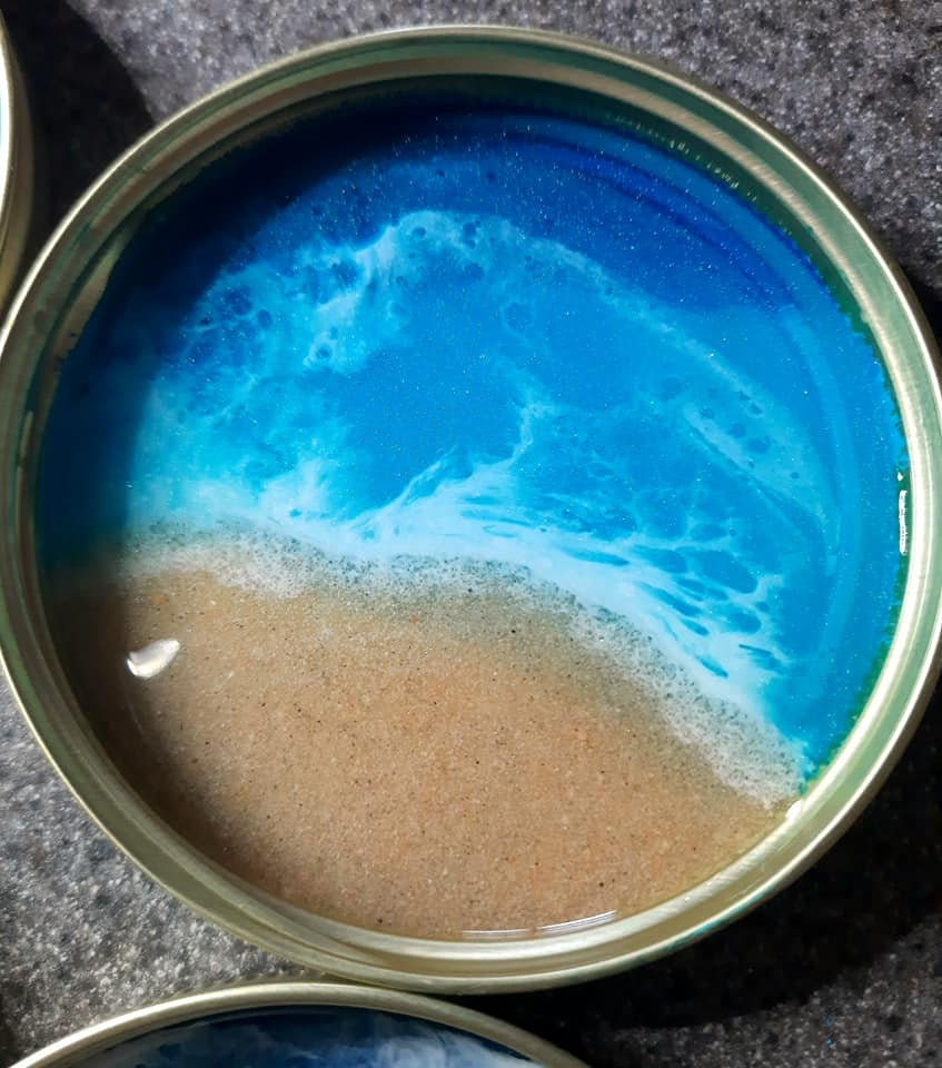 Resin Seascape Mason Jar Lid Coasters (Set of 4)