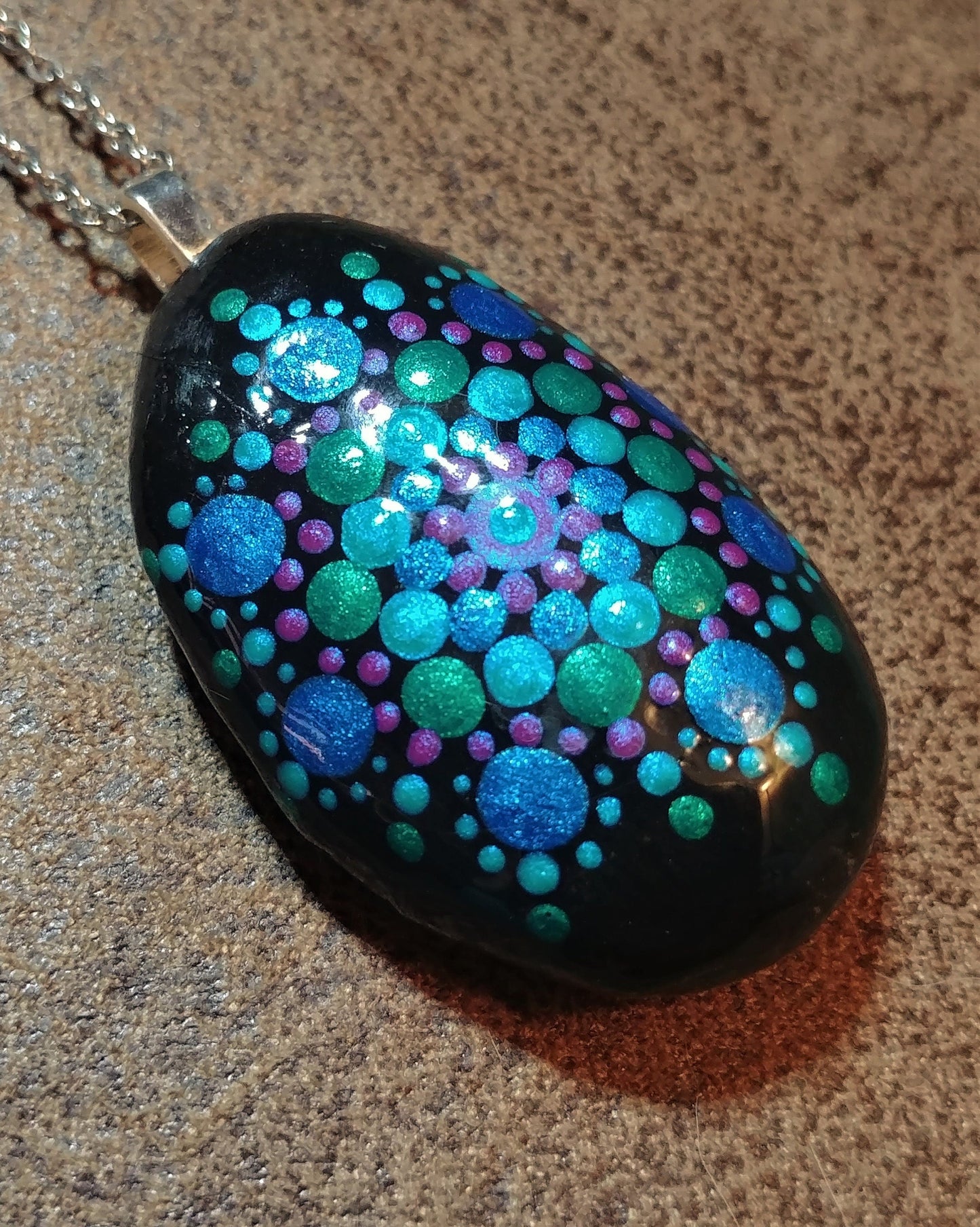 Handpainted Mandala Necklace