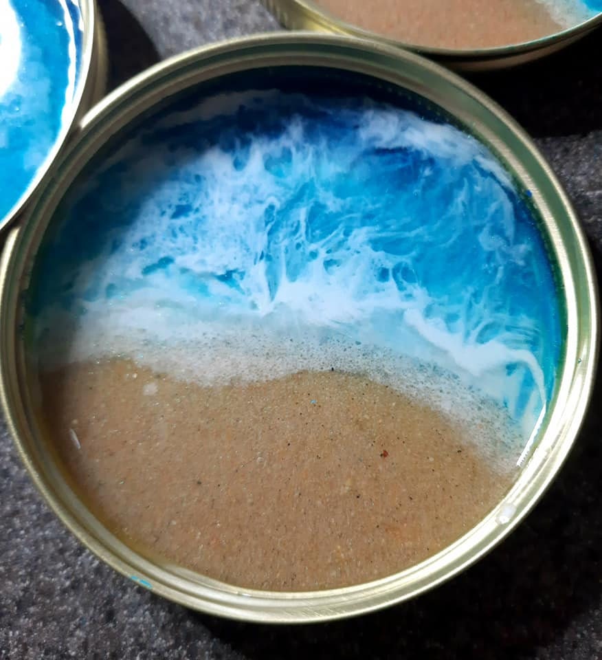 Resin Seascape Mason Jar Lid Coasters (Set of 4)