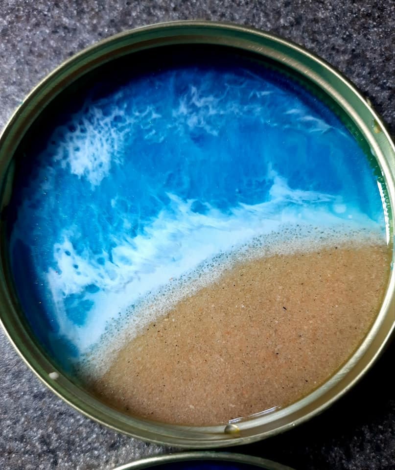 Resin Seascape Mason Jar Lid Coasters (Set of 4)