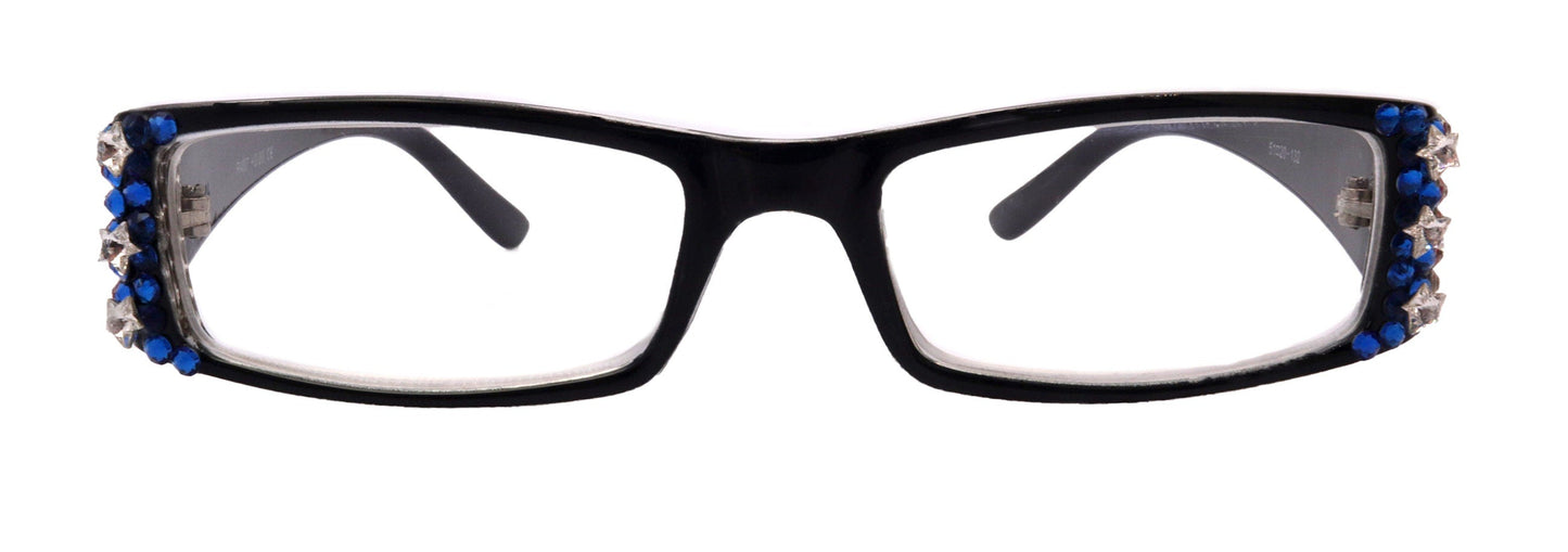 Freedom Shine, (Bling) (Fleur De Lis) Women Reading Glasses W  Genuine European Crystals  (Black)  NY Fifth Avenue