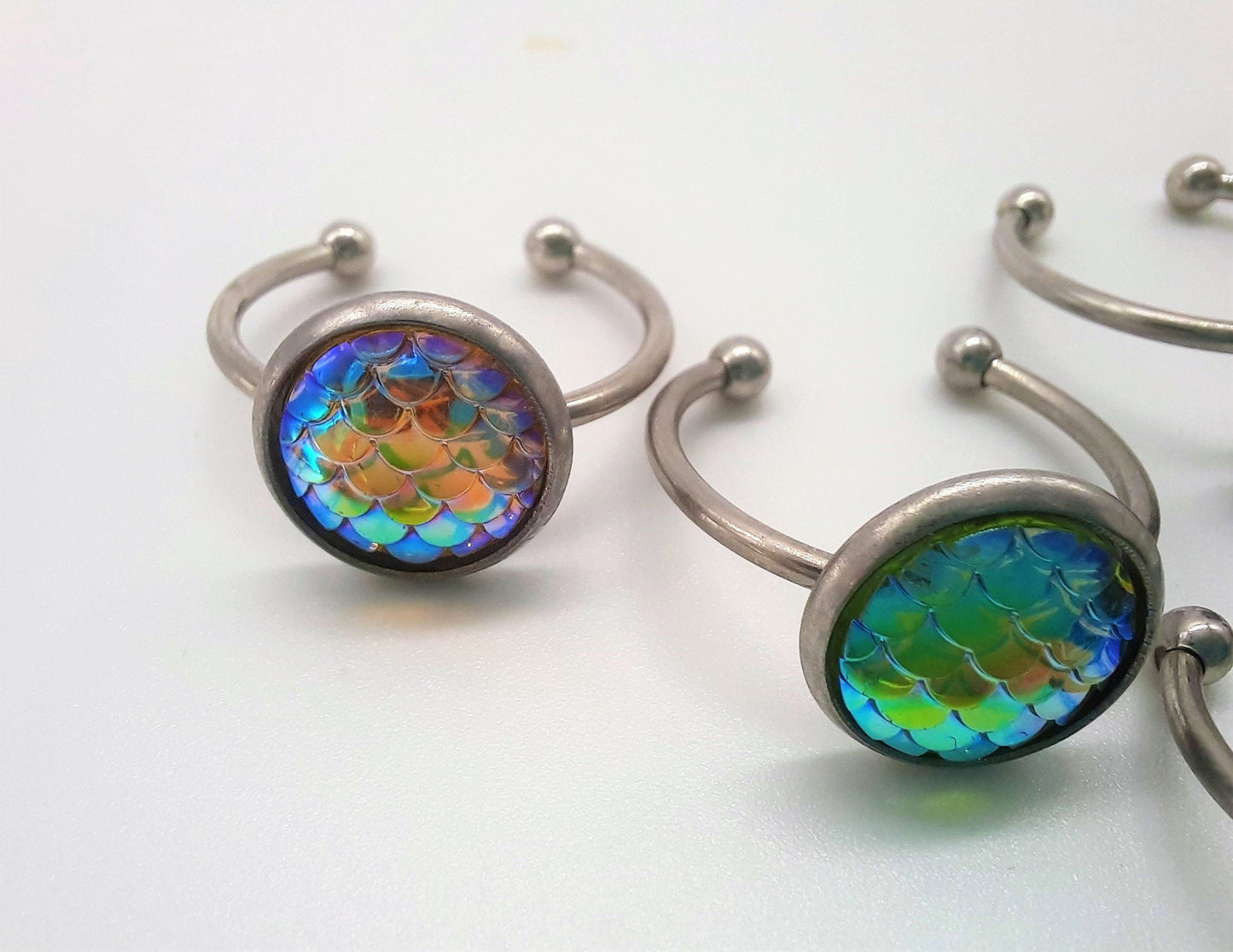 Iridescent 10mm Mermaid Scale Finger Cuff Ring