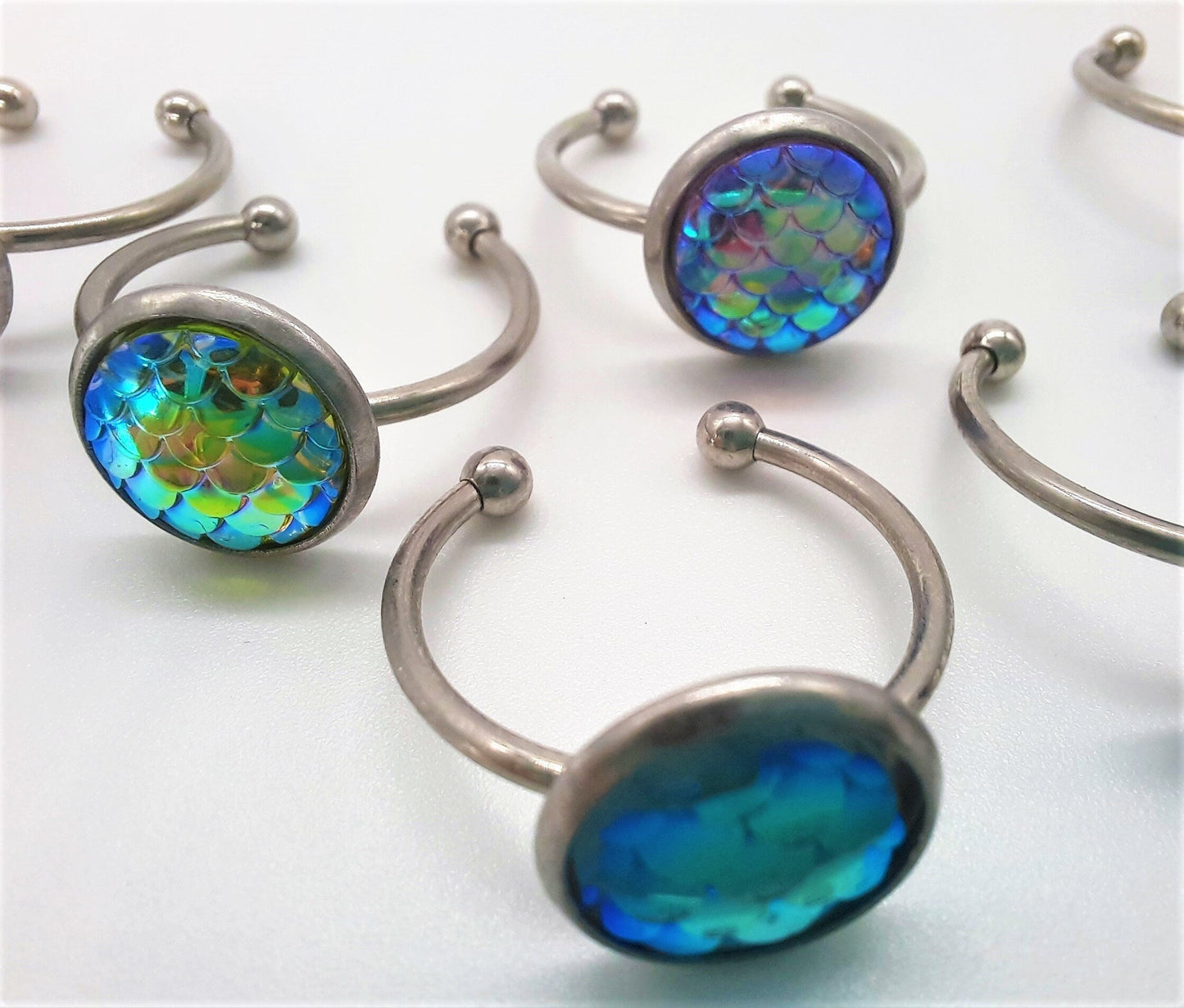 Iridescent 10mm Mermaid Scale Finger Cuff Ring