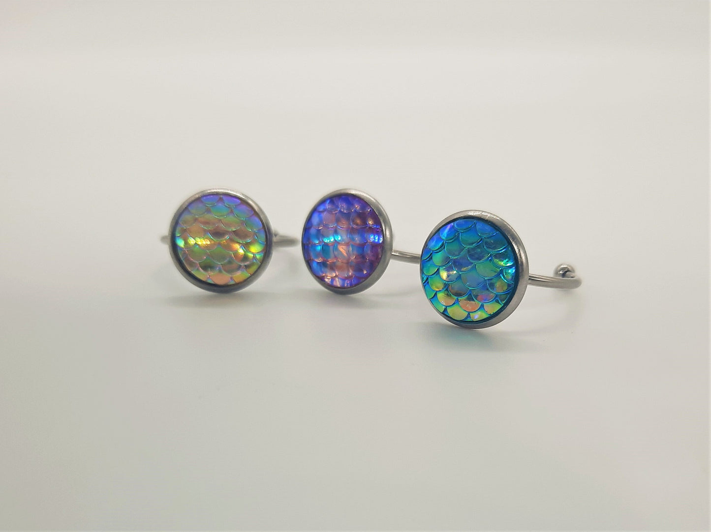 Iridescent 12mm Mermaid Scale Finger Cuff Ring