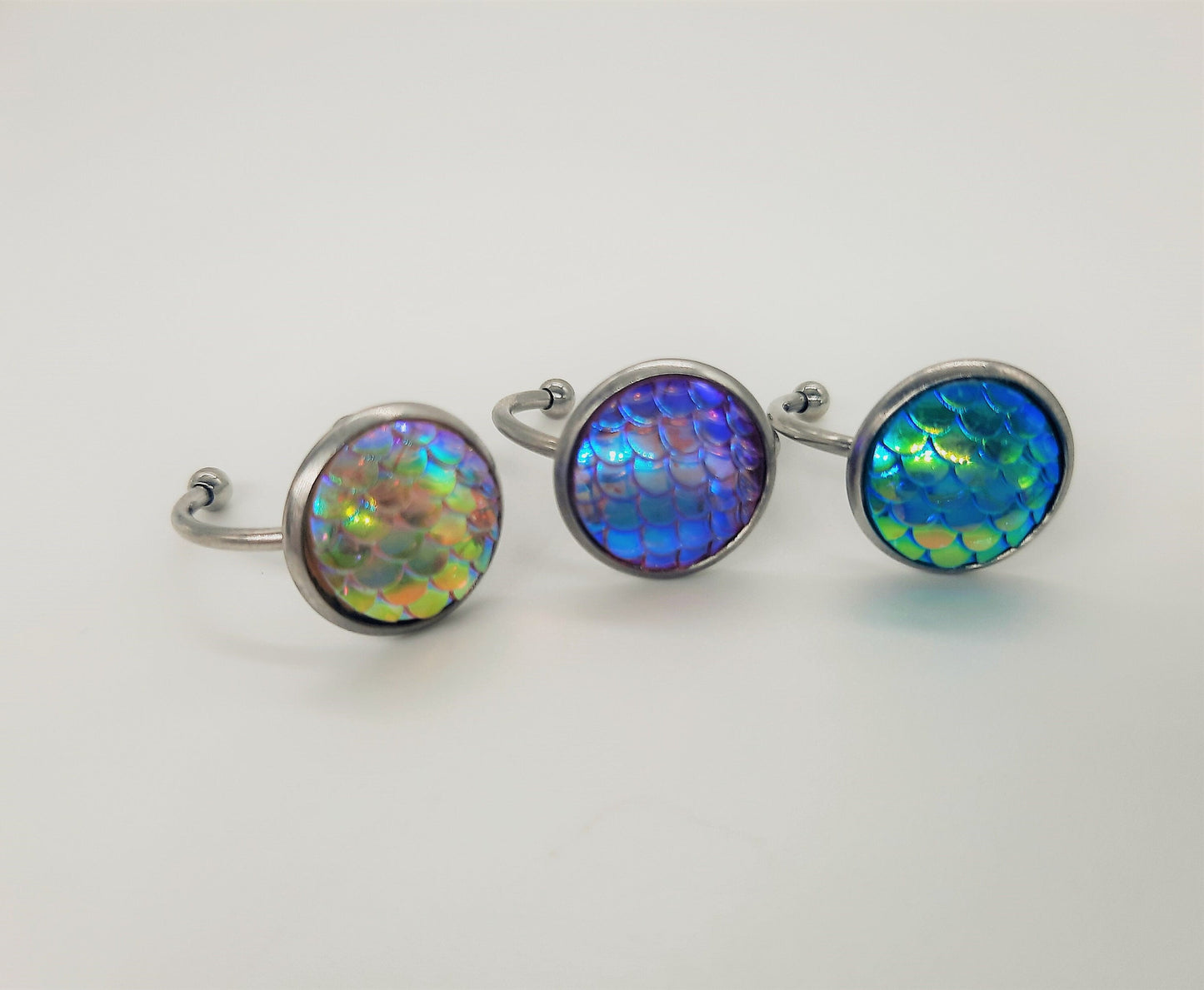 Iridescent 12mm Mermaid Scale Finger Cuff Ring