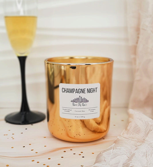 Champagne Night 13 oz Luxury Candle | Metallic Gold + Glitter