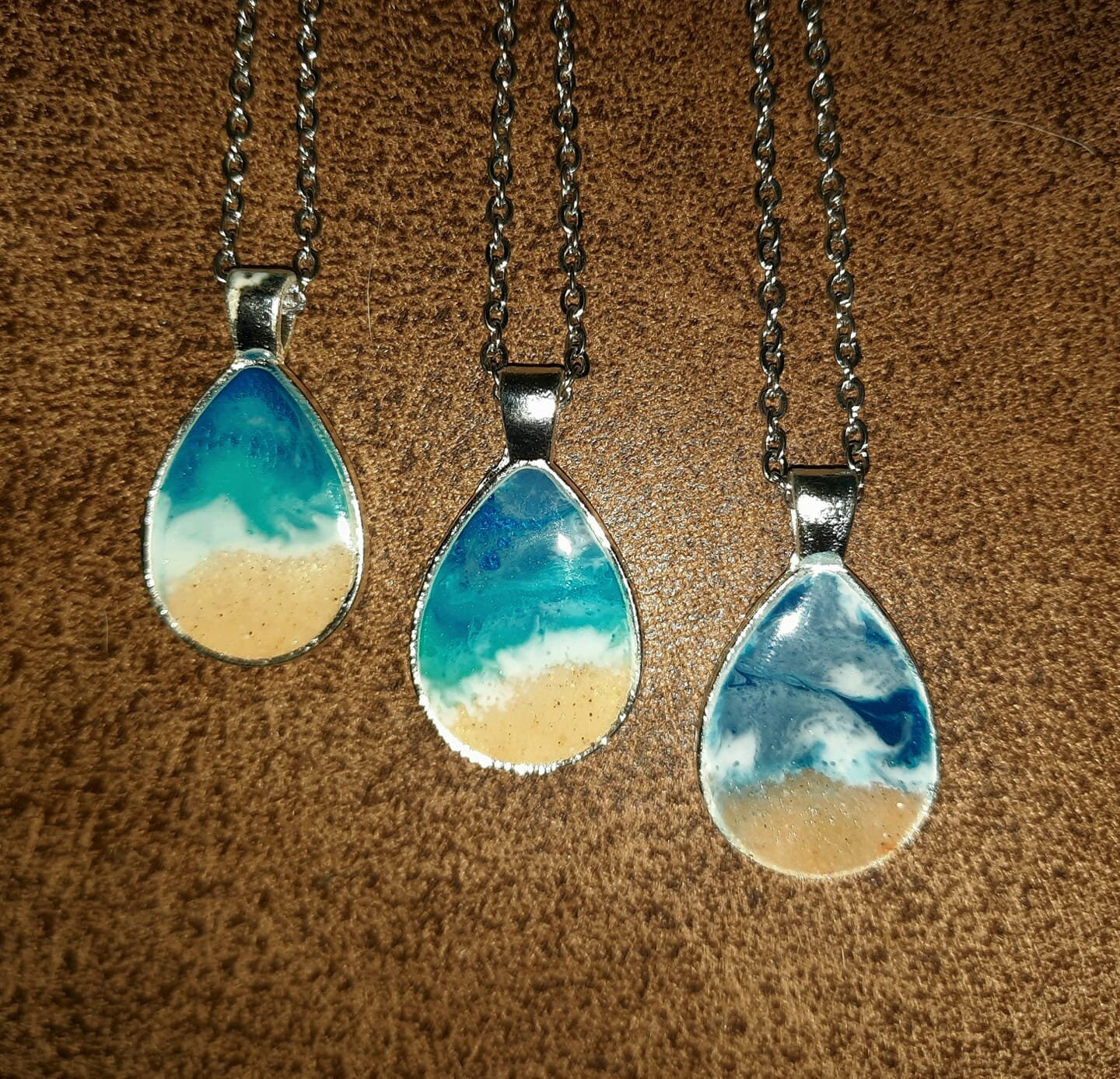 Teardrop Resin Seascape Necklace