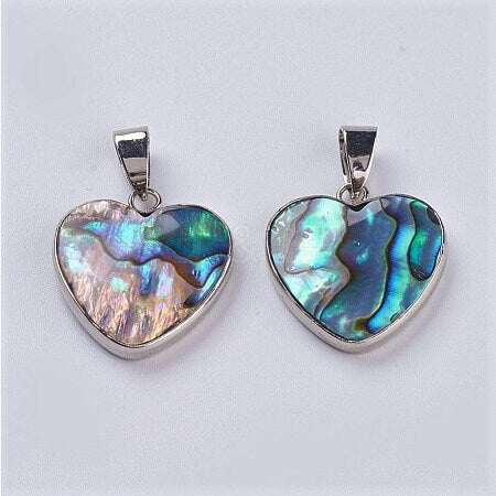 Abalone / Paua Seashell Heart Pendant Necklace
