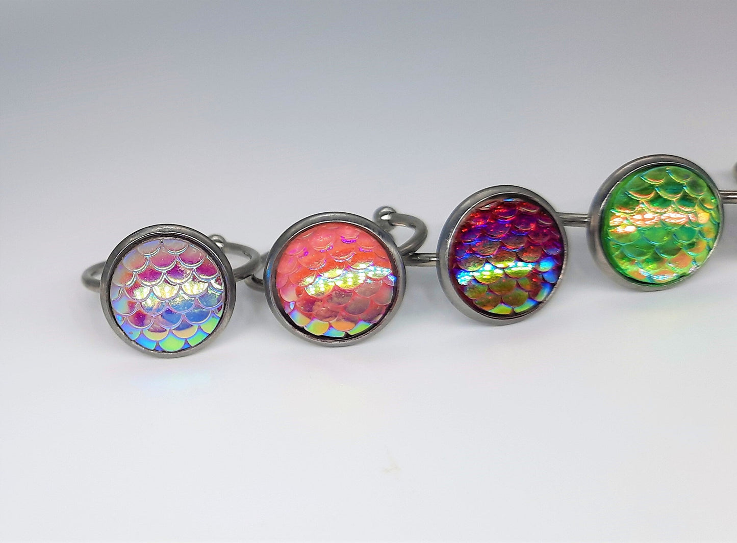 Iridescent 12mm Mermaid Scale Finger Cuff Ring