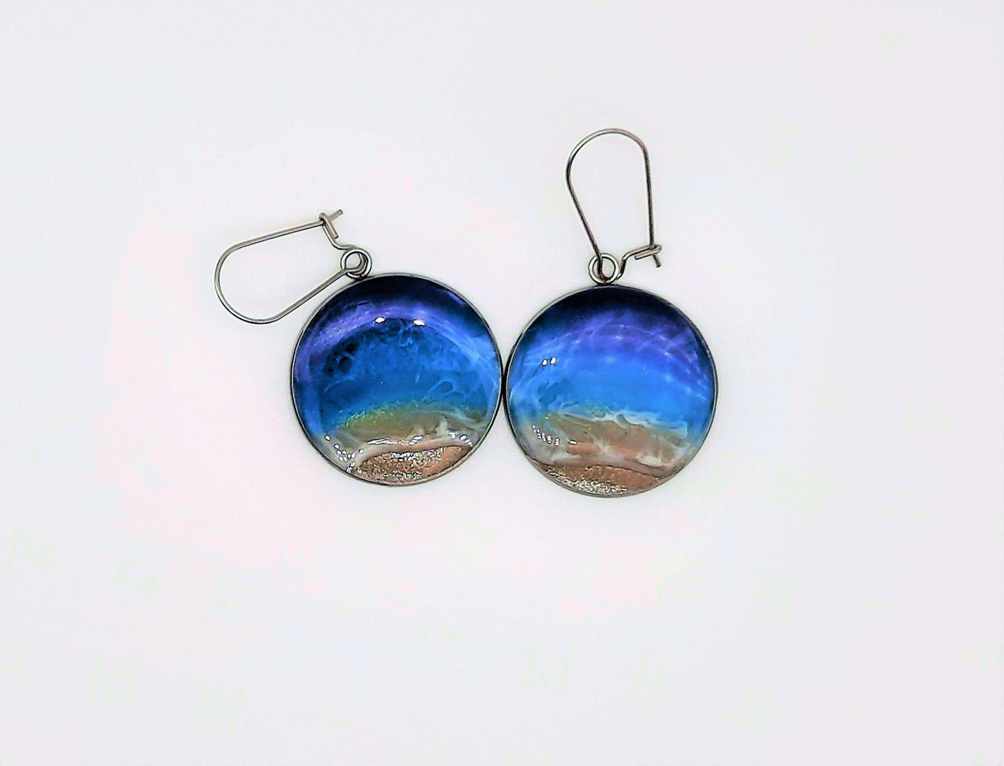 Circle Resin Seascape Necklace & Earring Set