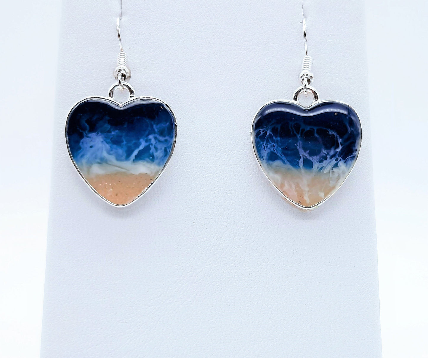 Heart Shaped Resin Seascape Earrings