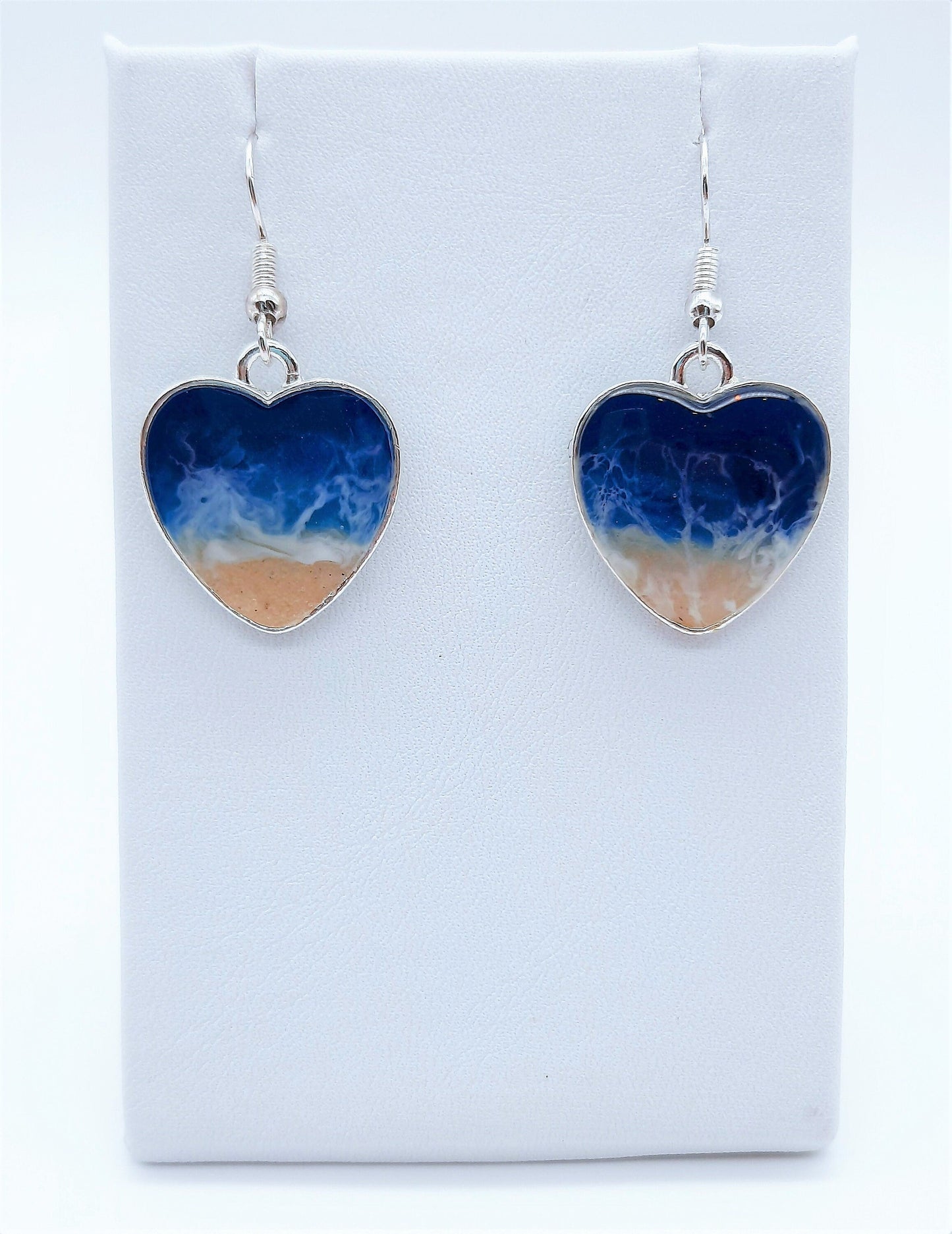 Heart Shaped Resin Seascape Earrings