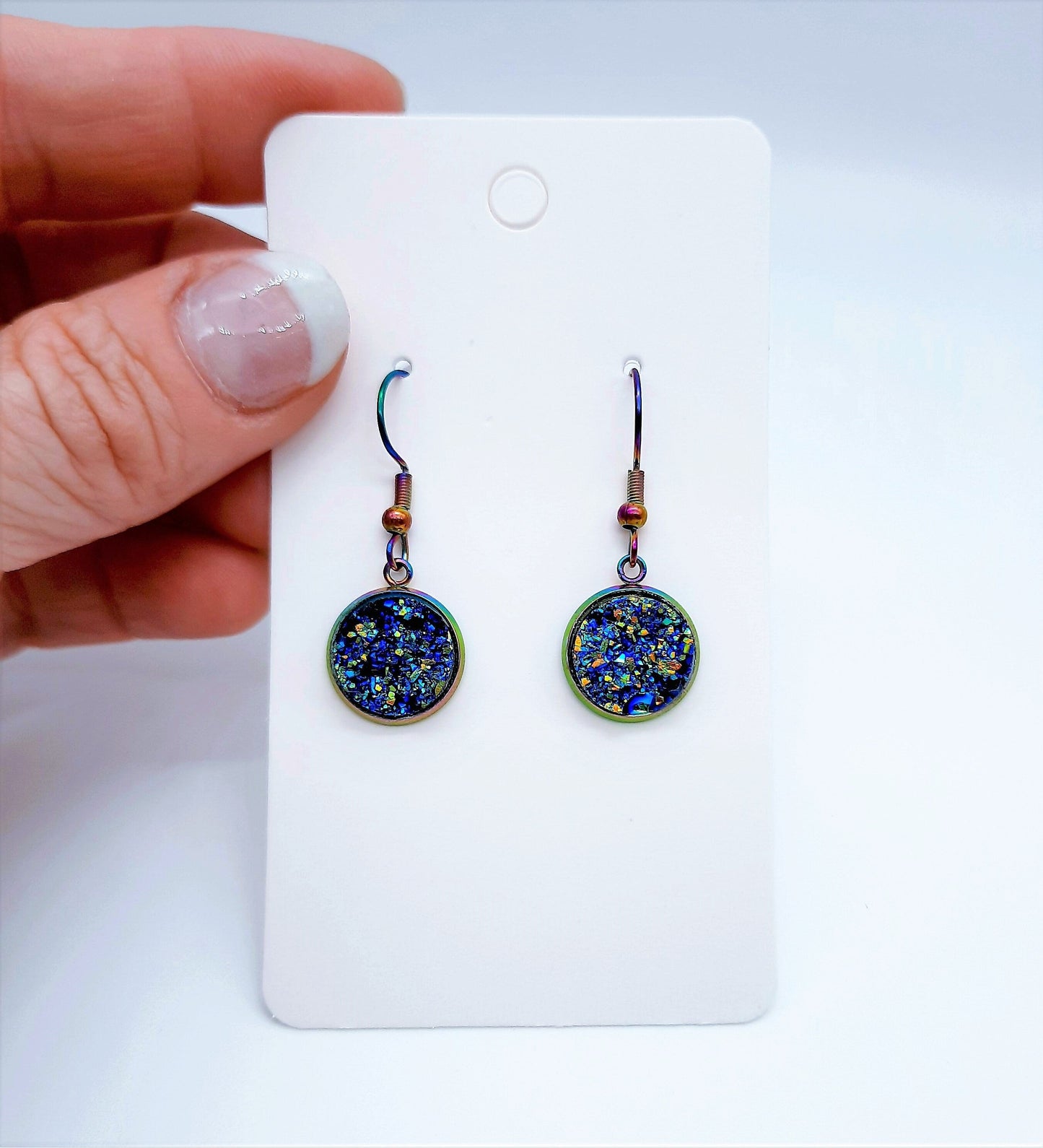 Iridescent Druzy Stone Earrings
