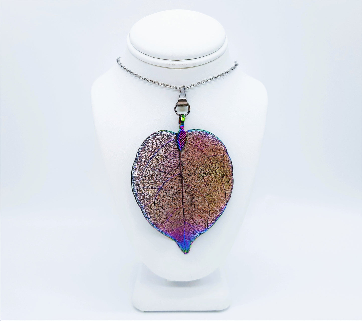 Rainbow Chromium Leaf Necklace