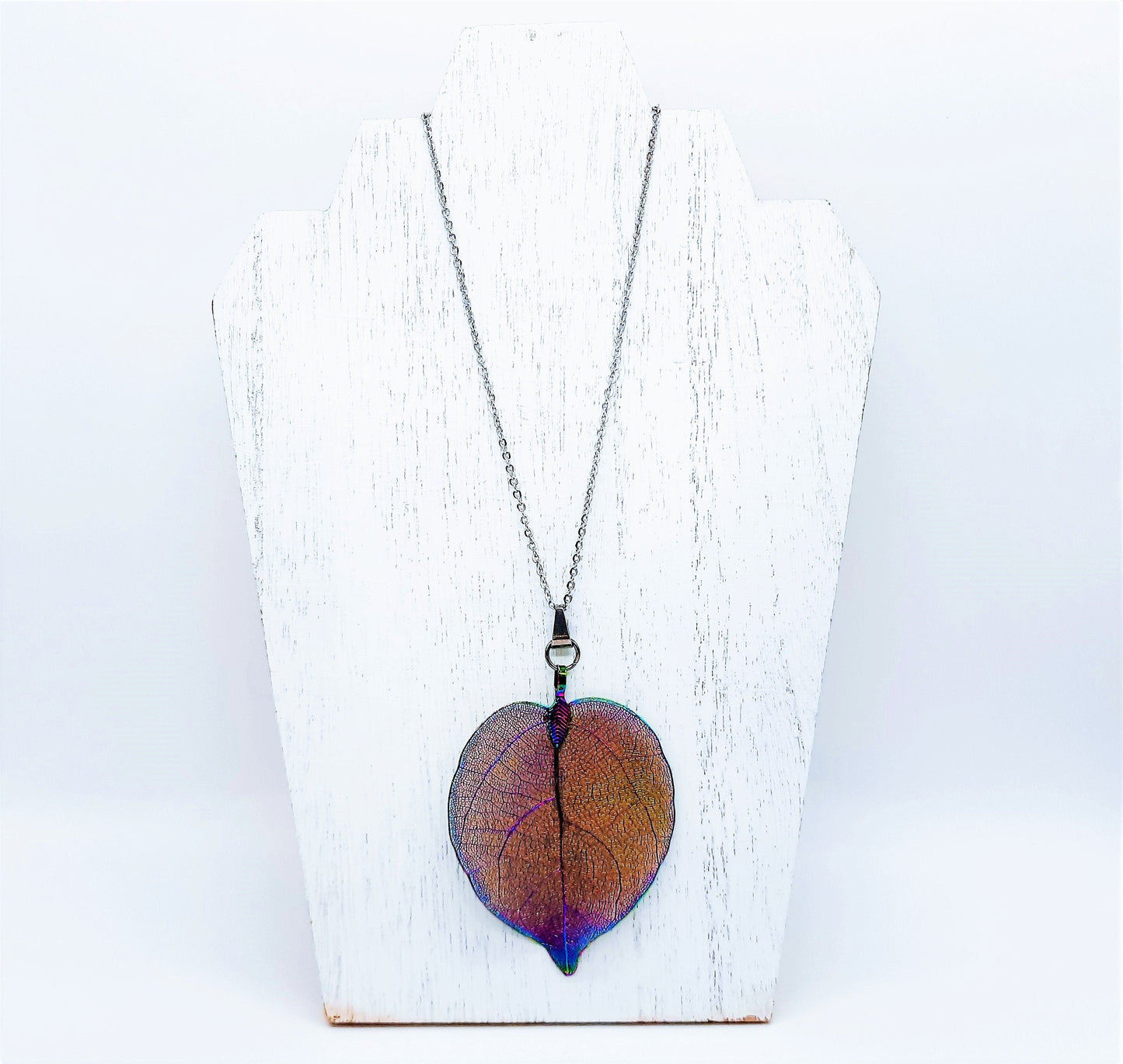 Rainbow Chromium Leaf Necklace