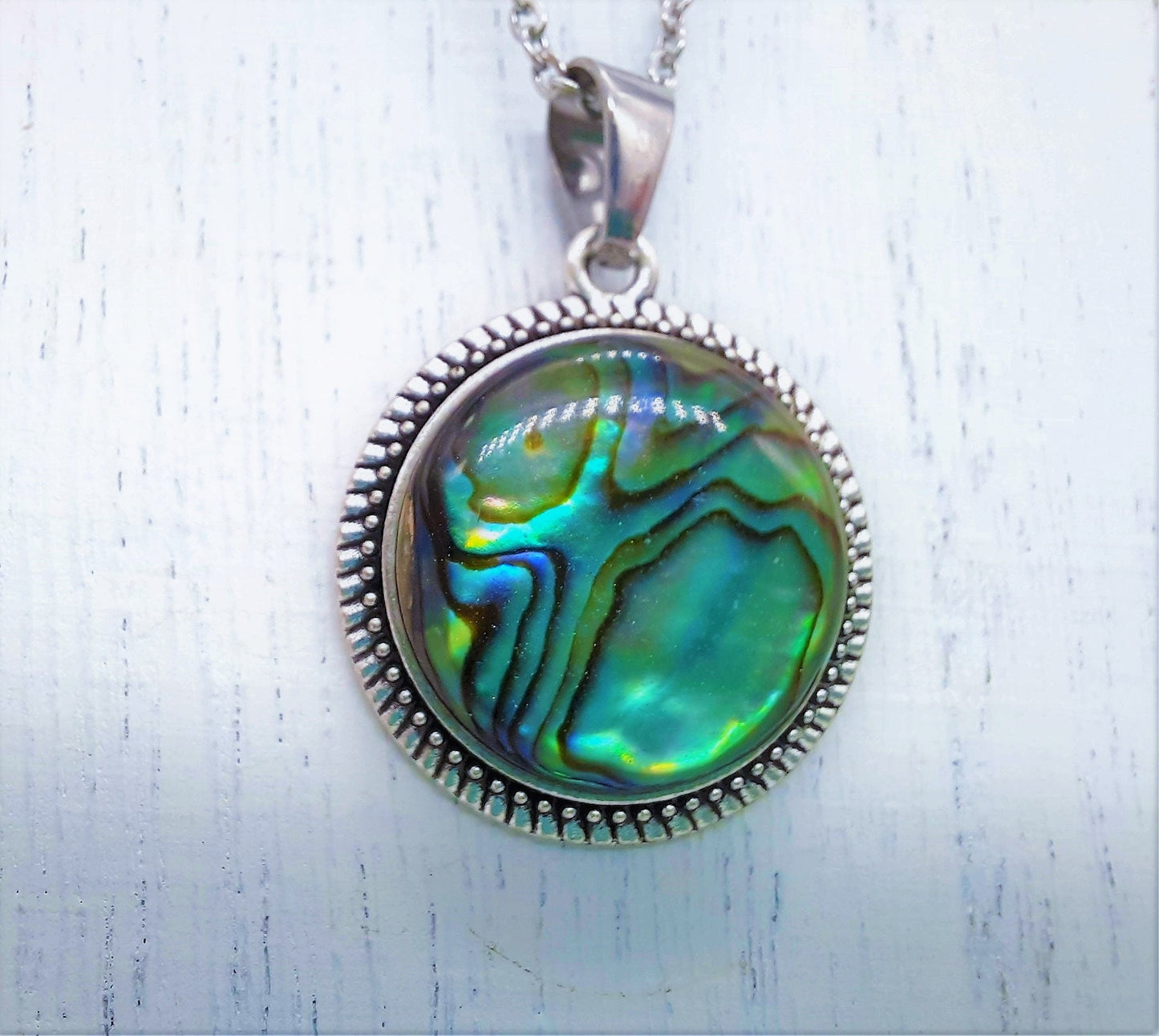 Abalone / Paua Seashell Tibetan Style Pendant Necklace