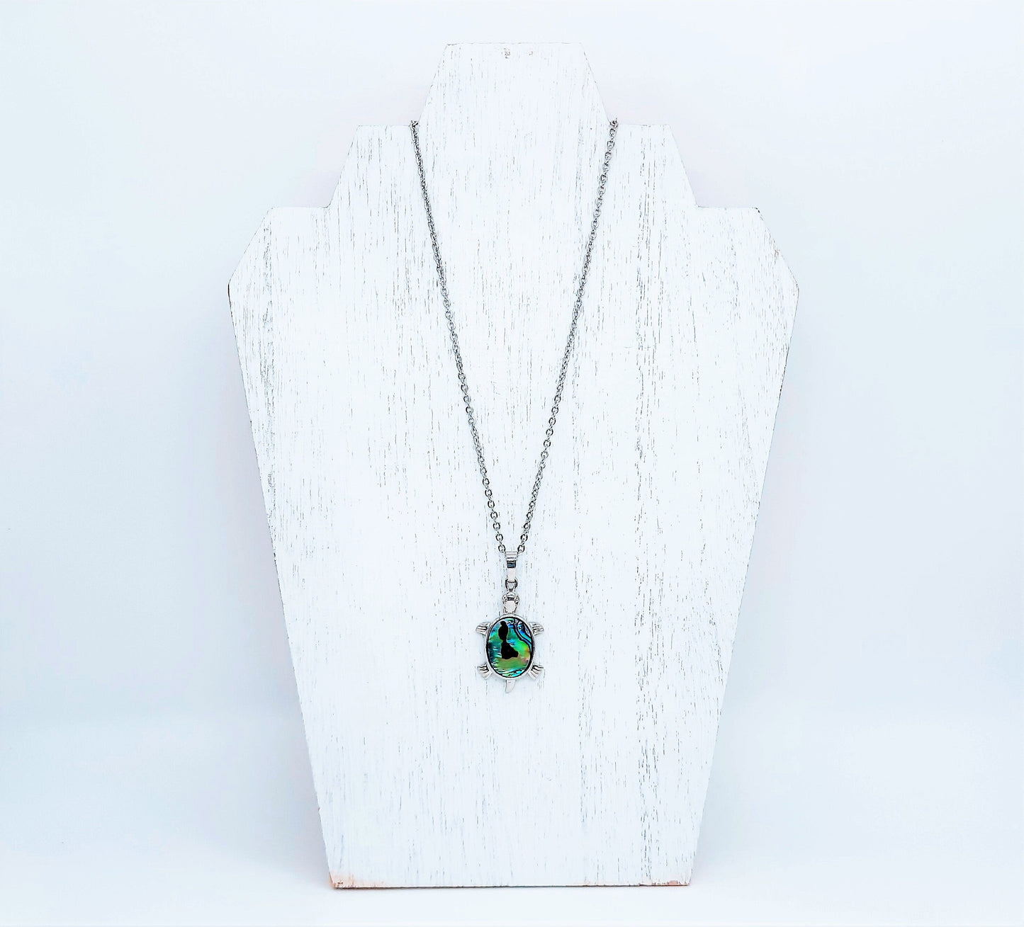 Abalone / Paua Seashell Small Sea Turtle Pendant Necklace