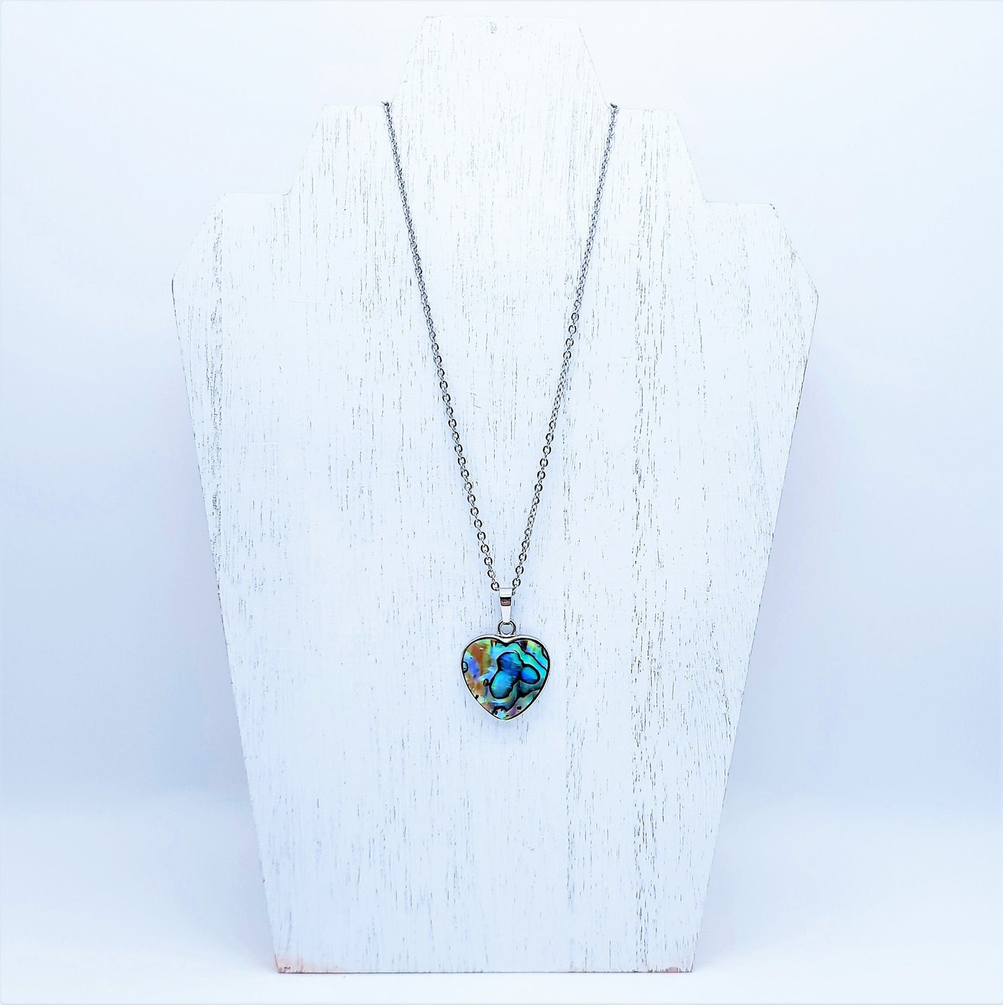 Abalone / Paua Seashell Heart Pendant Necklace