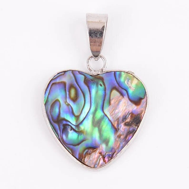 Abalone / Paua Seashell Heart Pendant Necklace