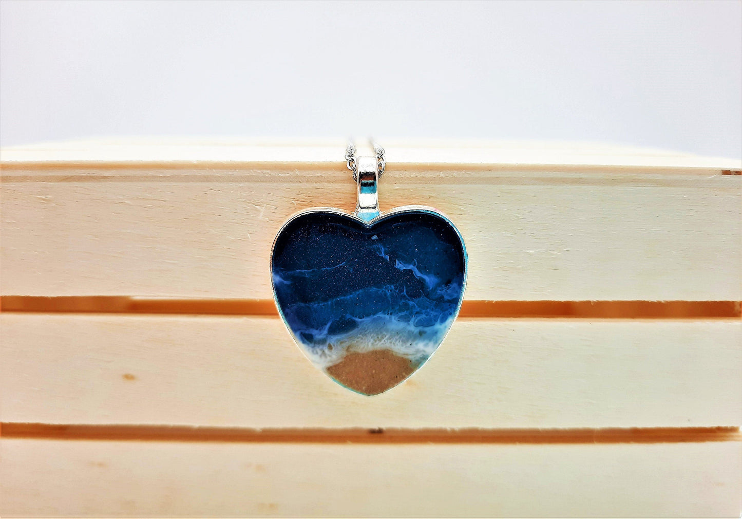 Heart Shaped Resin Seascape Necklace