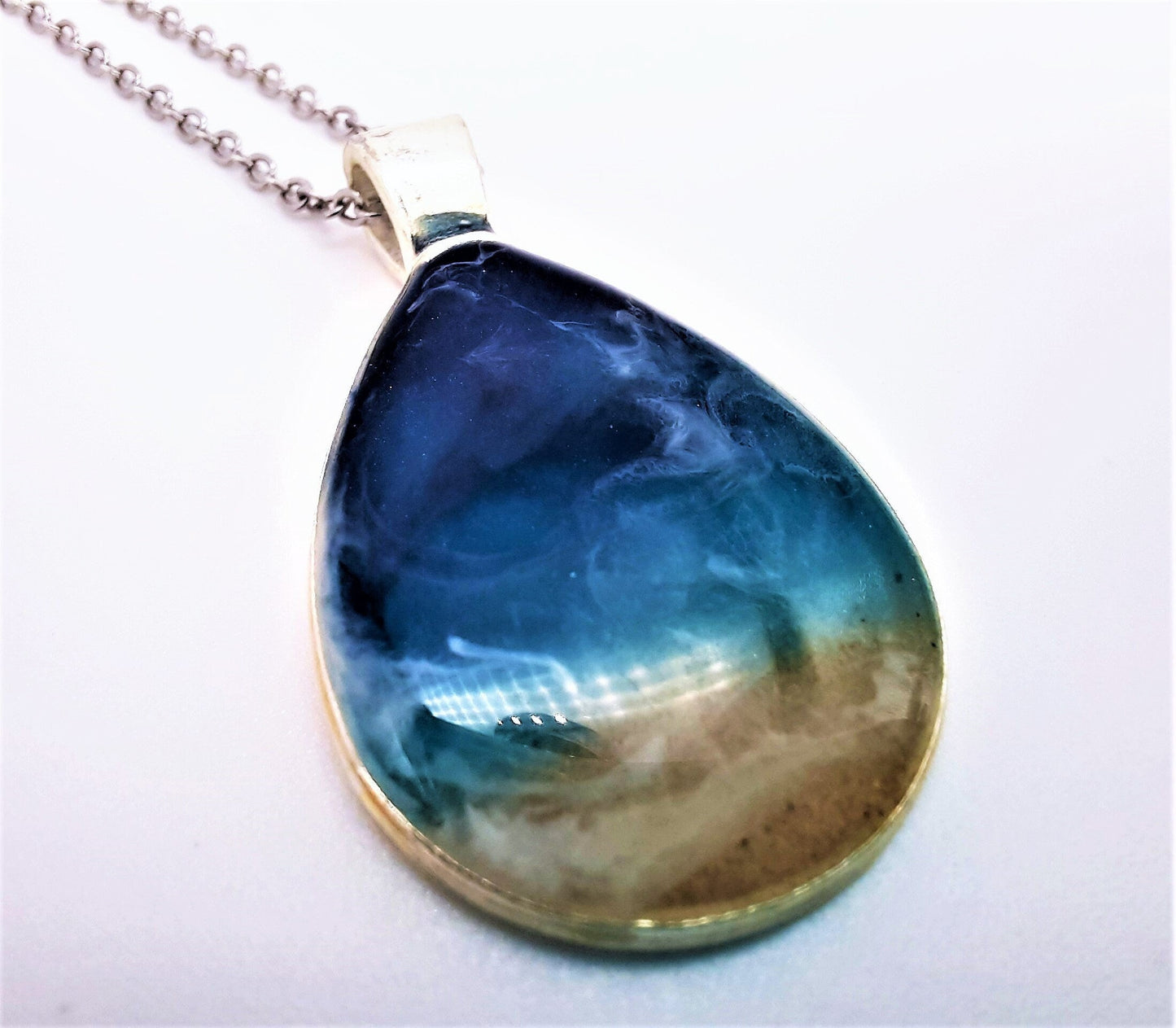 Teardrop Resin Seascape Necklace