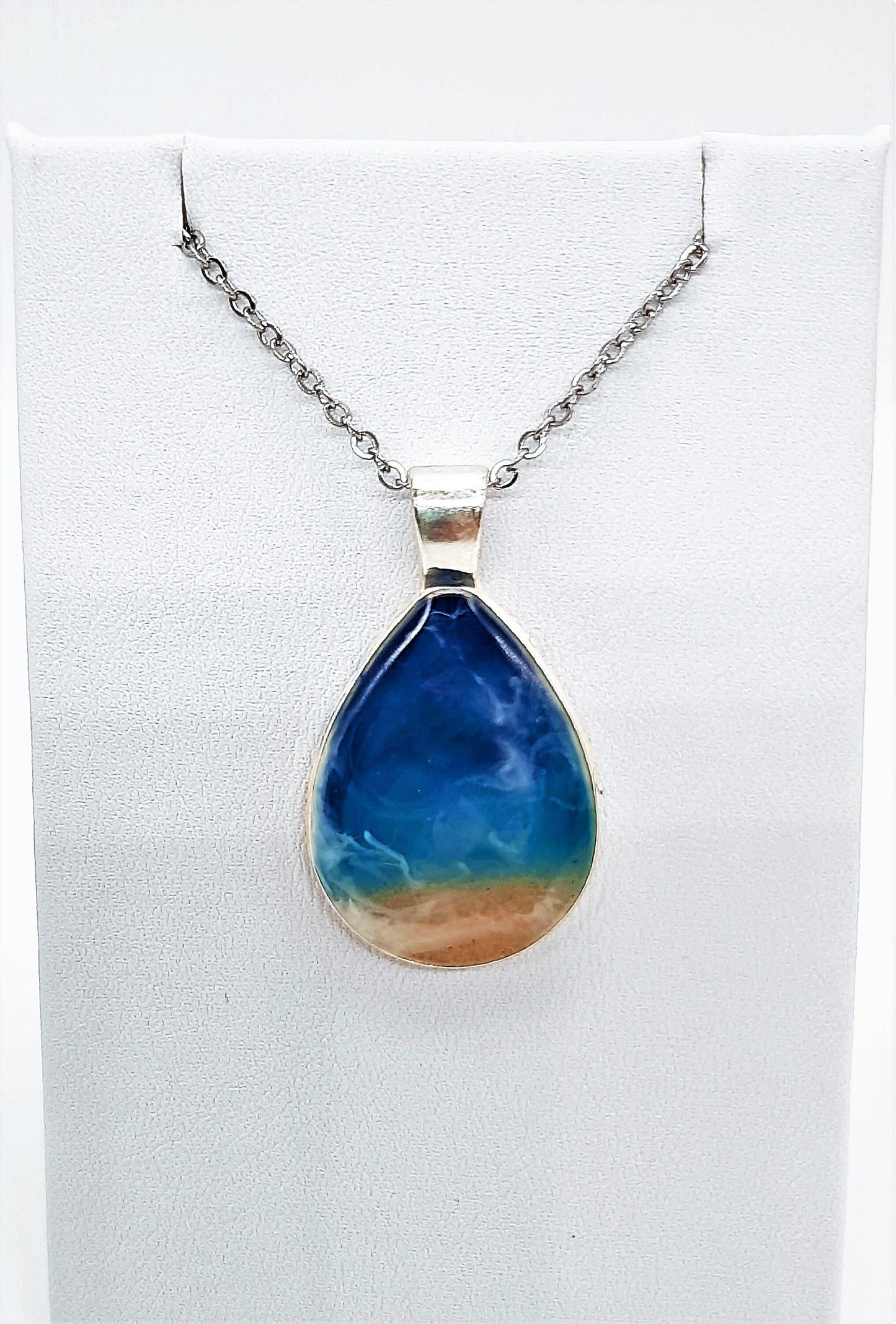 Teardrop Resin Seascape Necklace