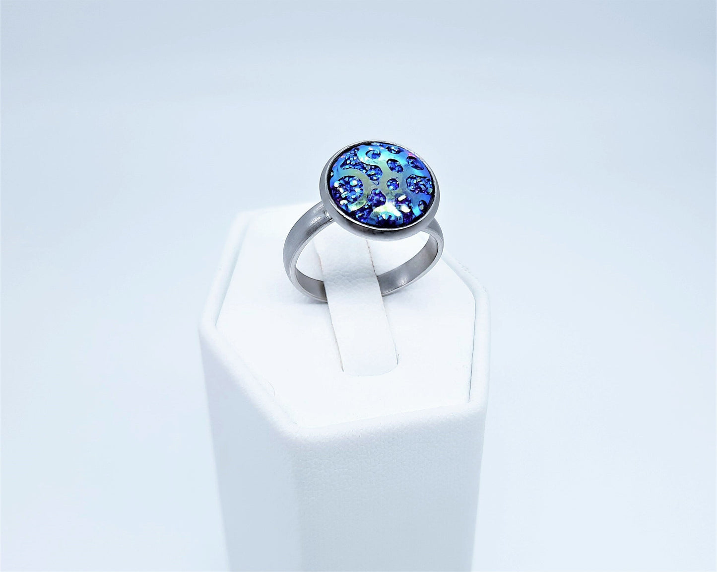 Iridescent Purple Resin Ring, Adjustable