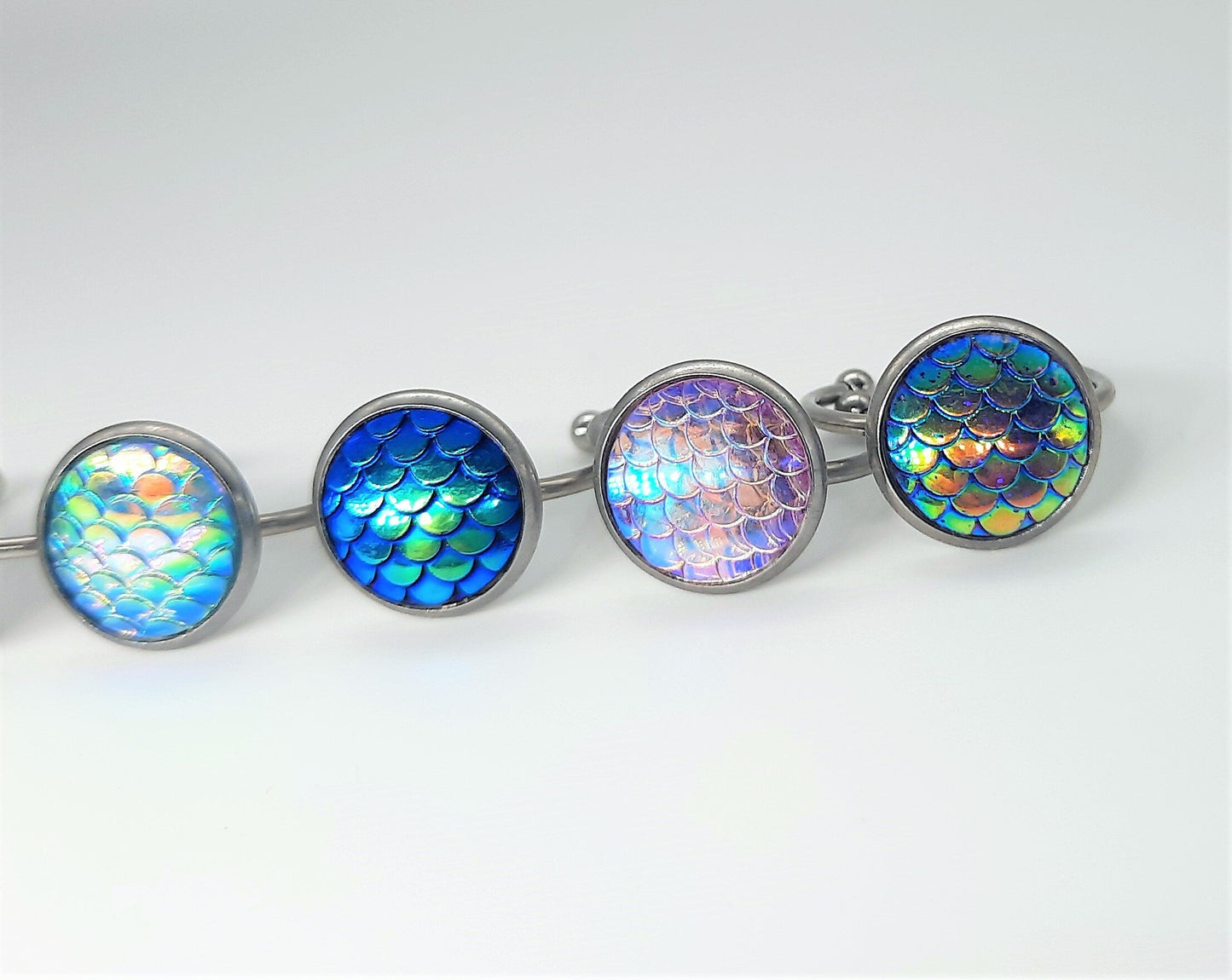 Iridescent 12mm Mermaid Scale Finger Cuff Ring