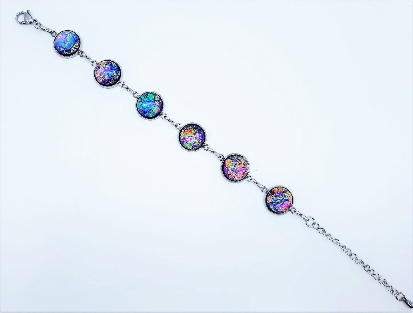 Iridescent Purple Link Bracelet - Adjustable