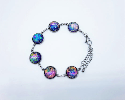Iridescent Purple Link Bracelet - Adjustable