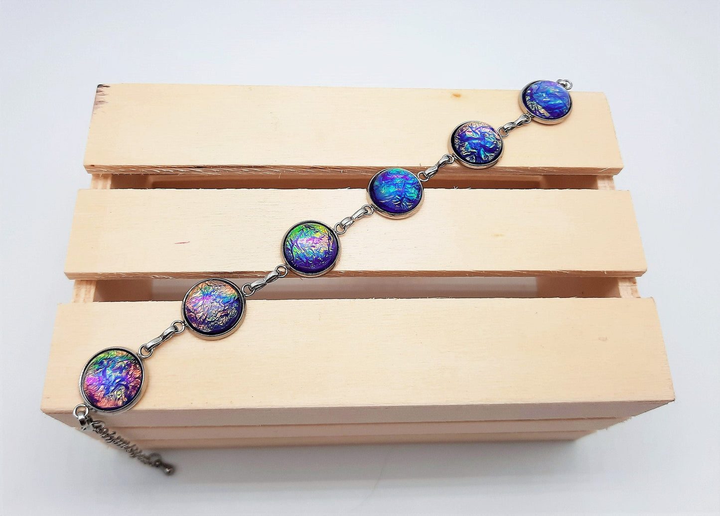 Iridescent Purple Link Bracelet - Adjustable