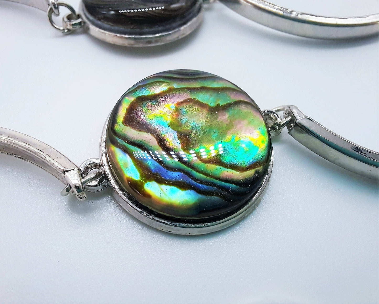 Abalone / Paua Seashell Adjustable Bangle Bracelet