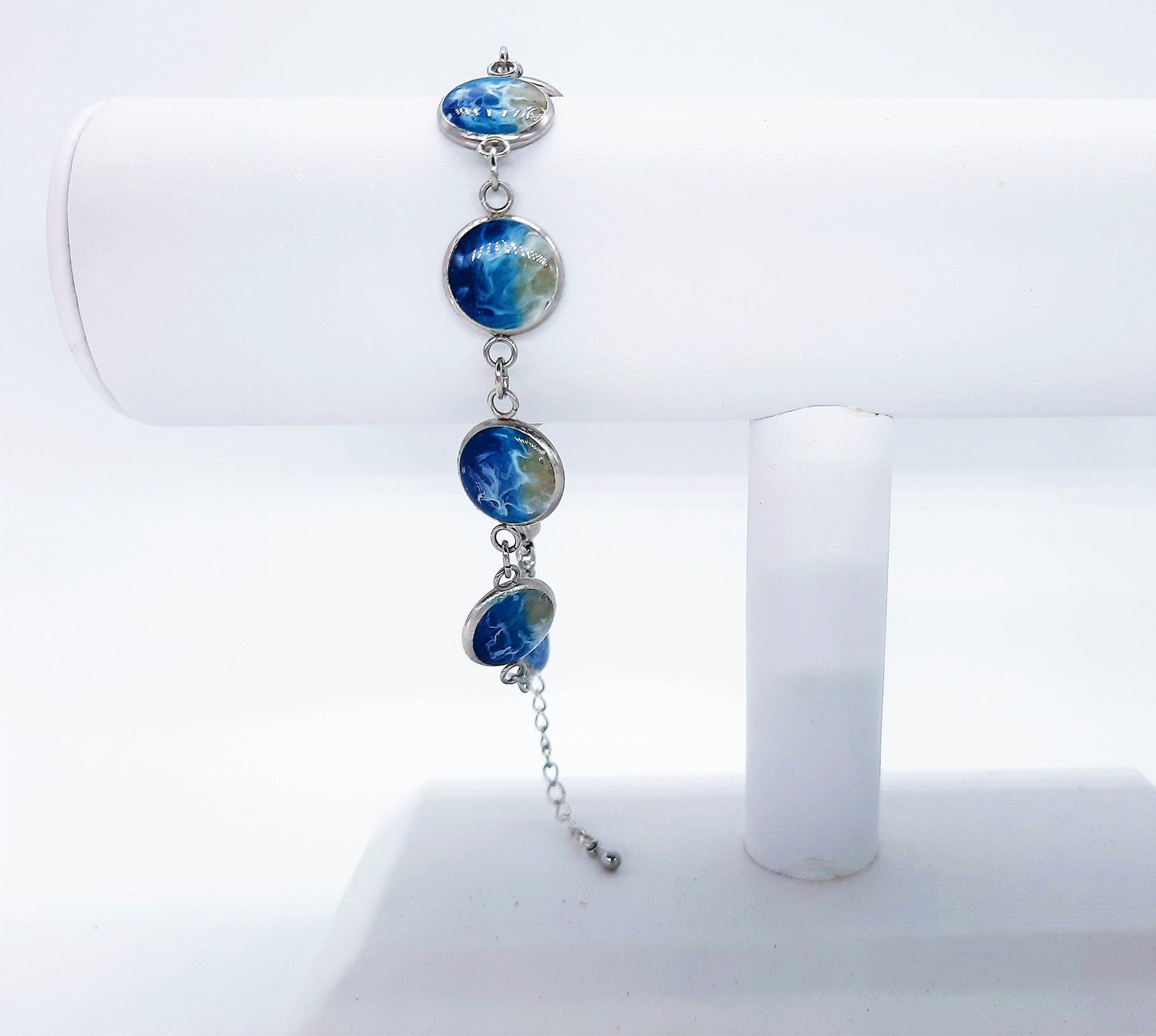 Small Circle Resin Seascape Link Bracelet