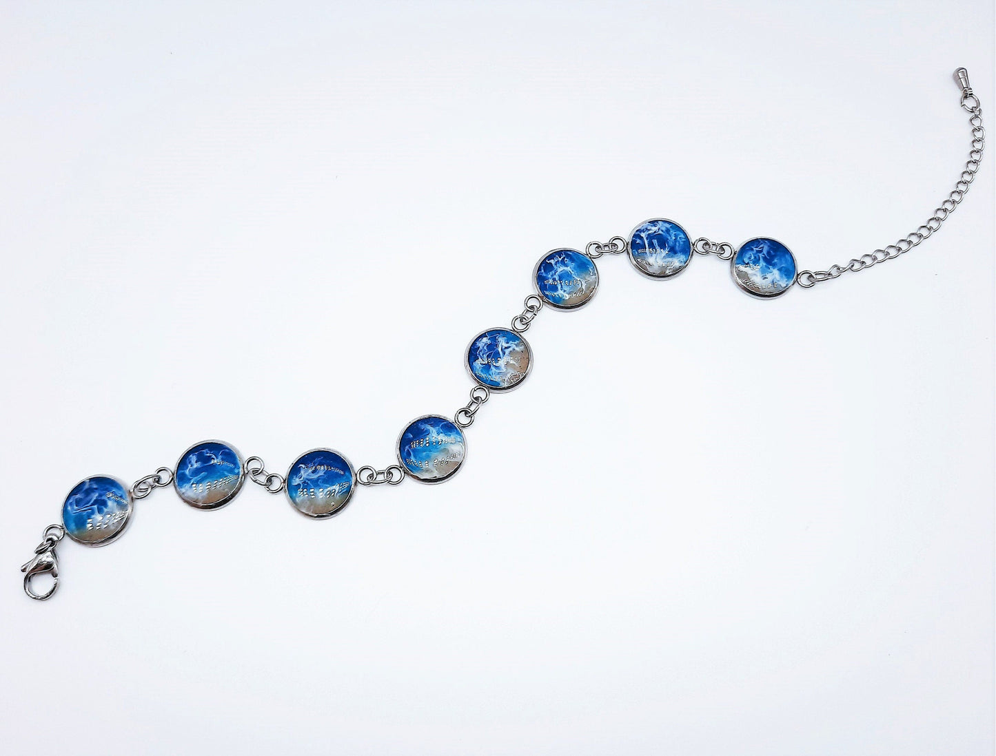 Small Circle Resin Seascape Link Bracelet