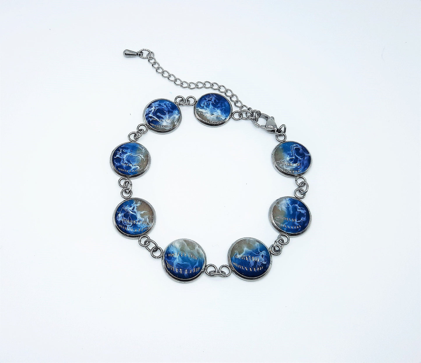 Small Circle Resin Seascape Link Bracelet