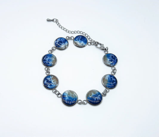 Small Circle Resin Seascape Link Bracelet