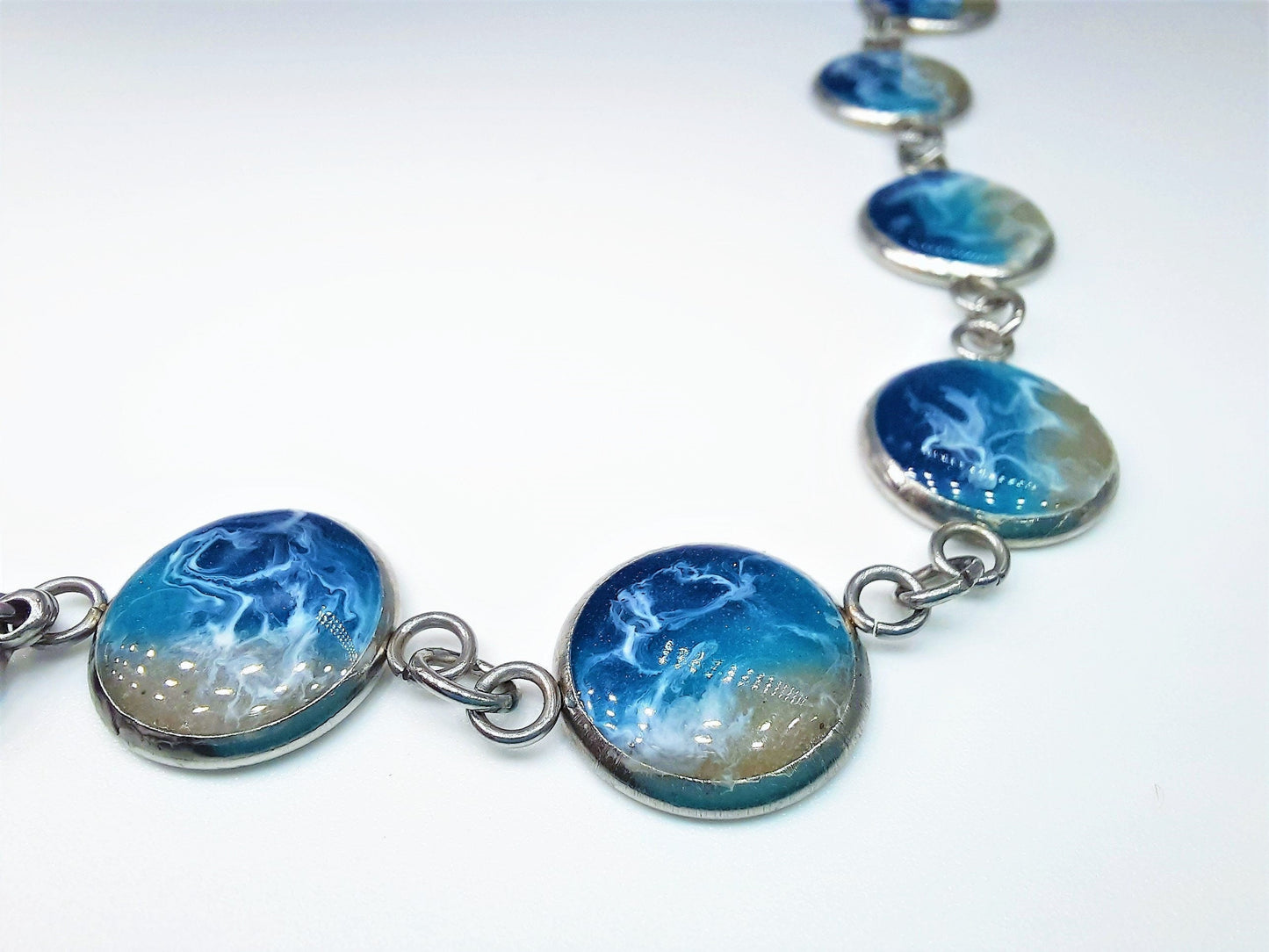 Small Circle Resin Seascape Link Bracelet